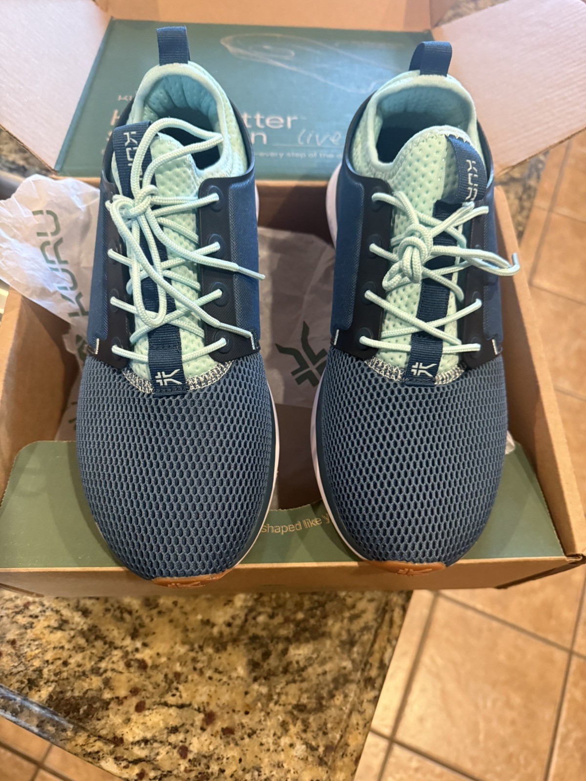 KURU Atom Running Shoes Womens 9 Blue Mint Mesh Orthopedic Arch Support Sneakers