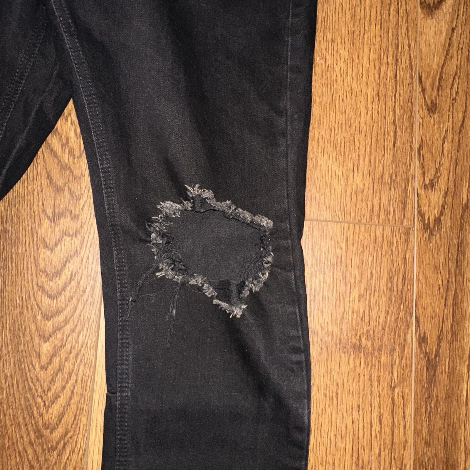 MNML- Mens 34×34 Jeans Button Fly Slim Taper Ankle Zip Distressed Knee Grunge