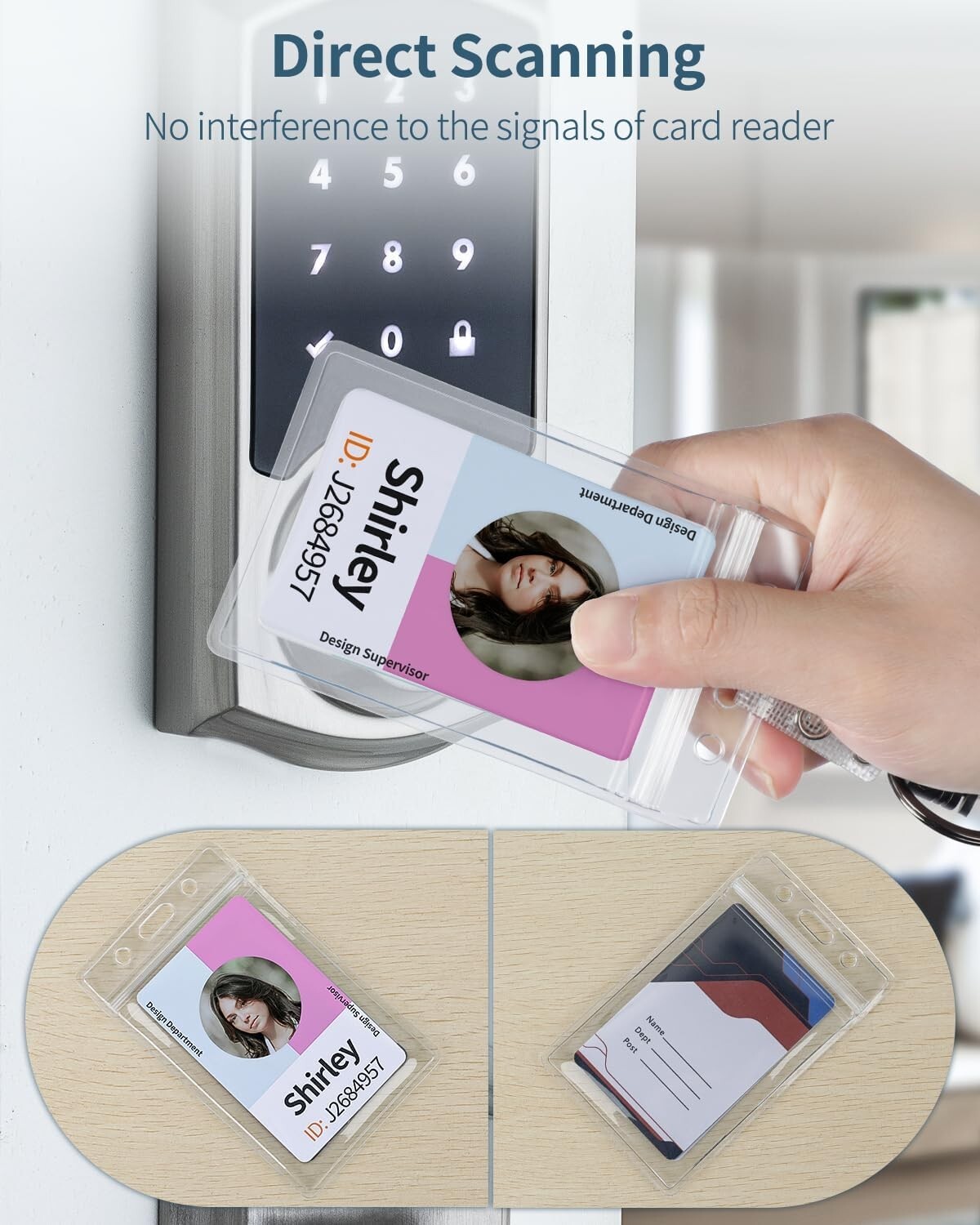 6 Pack Vertical ID Card Badge Holder Waterproof Clear Card Sleeve Case Cover Hea