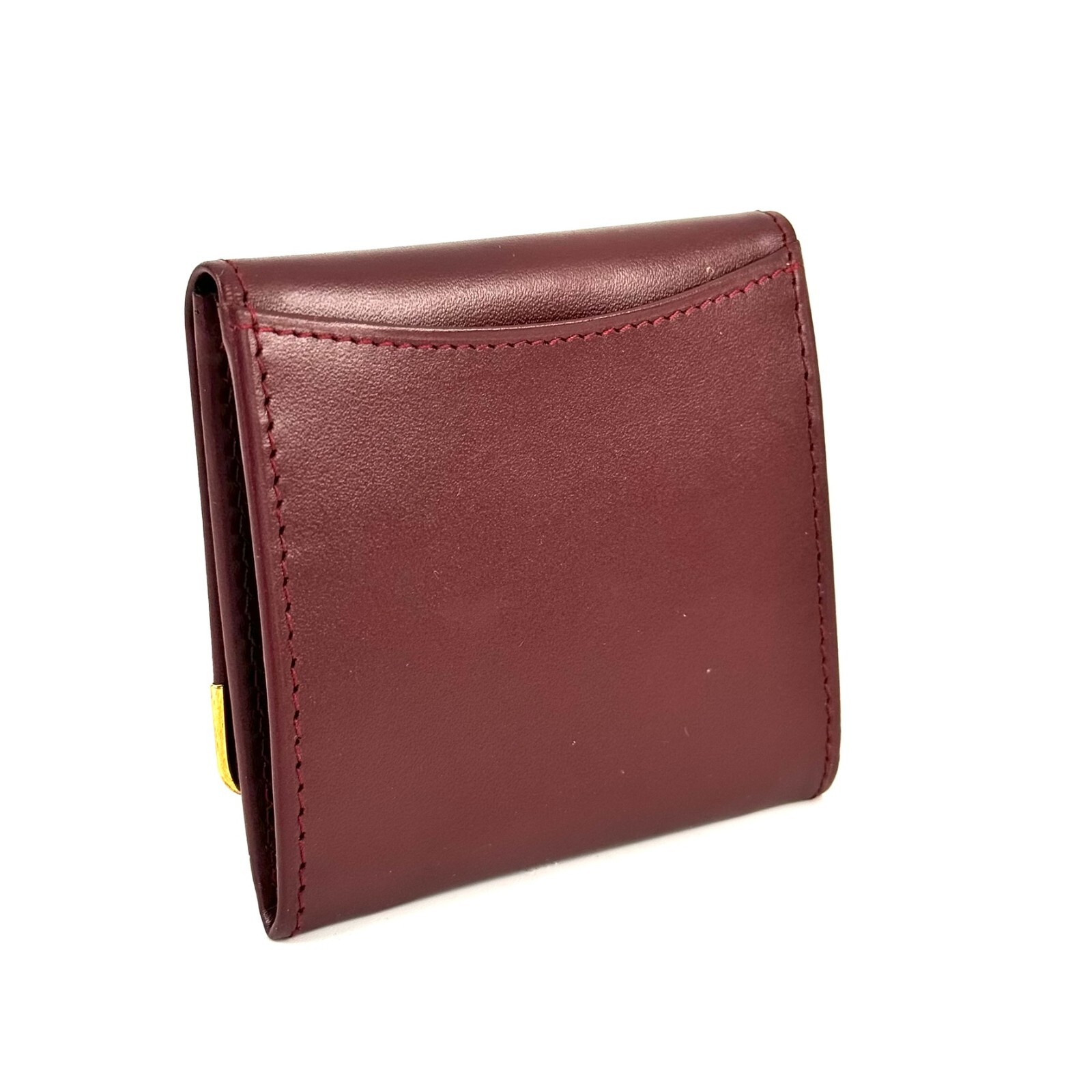 Must de Cartier Coin Case Purse Bordeaux Red Leather Authentic from Japan _0035