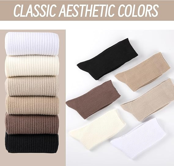 3/6 Pairs Cute Crew Socks Casual Athletic Aesthetic Cotton Socks for Fall Shoes
