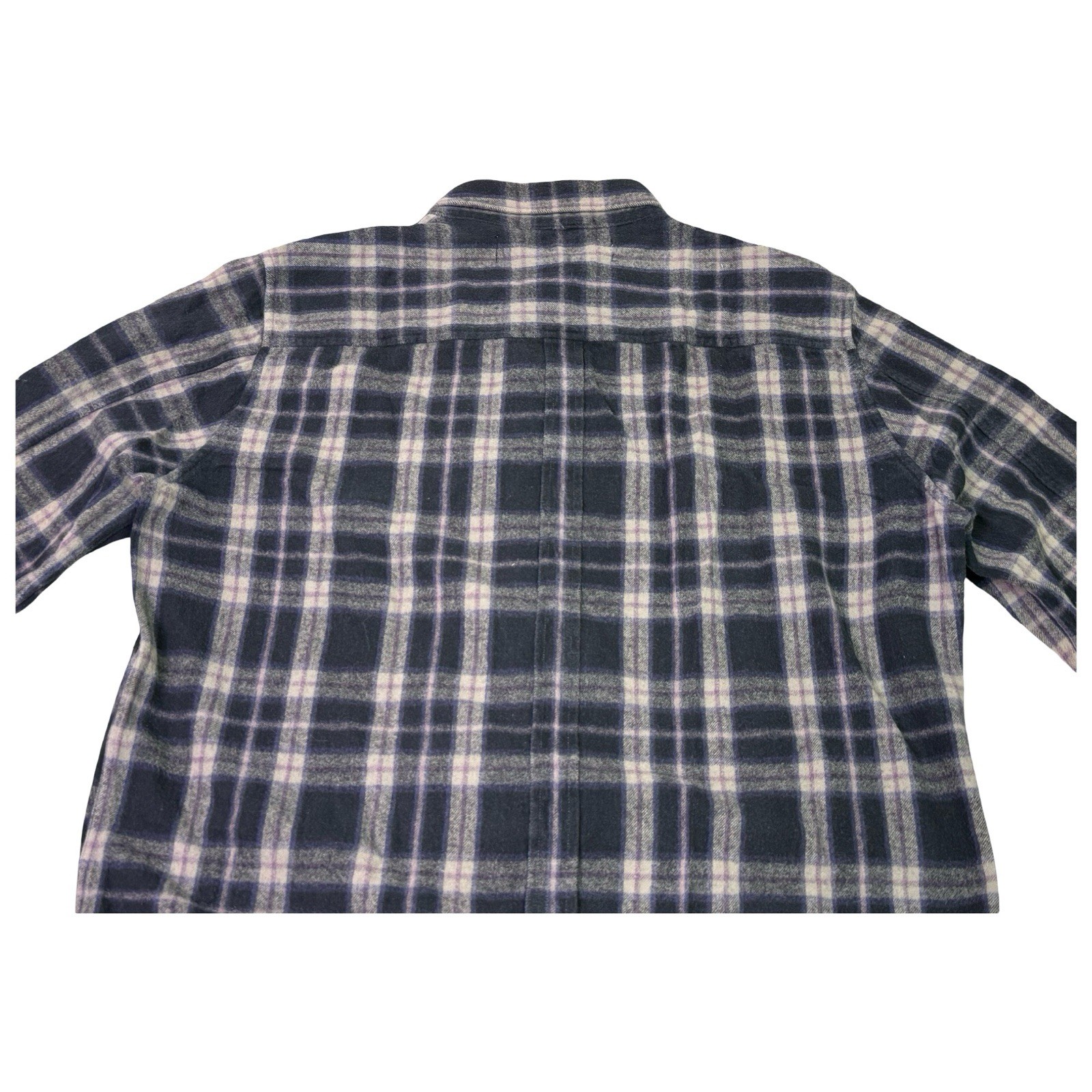Robert Geller Shirt Men’s 52 Black Purple Plaid Lightweight Flannel Long Front