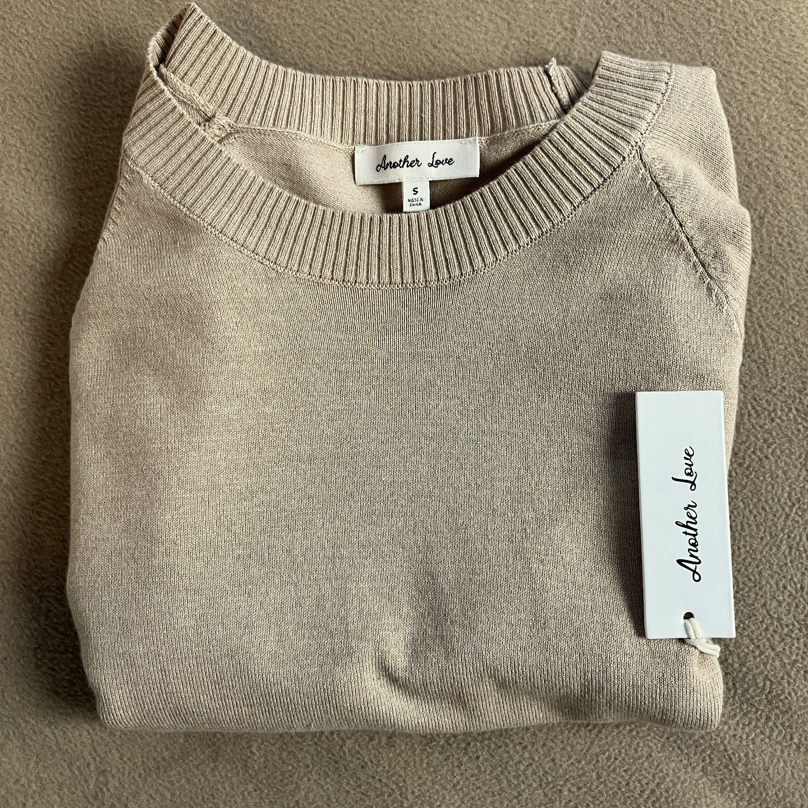 Another Love Women’s Maritza Cropped Pullover Sweater Size S Buckwheat NWT