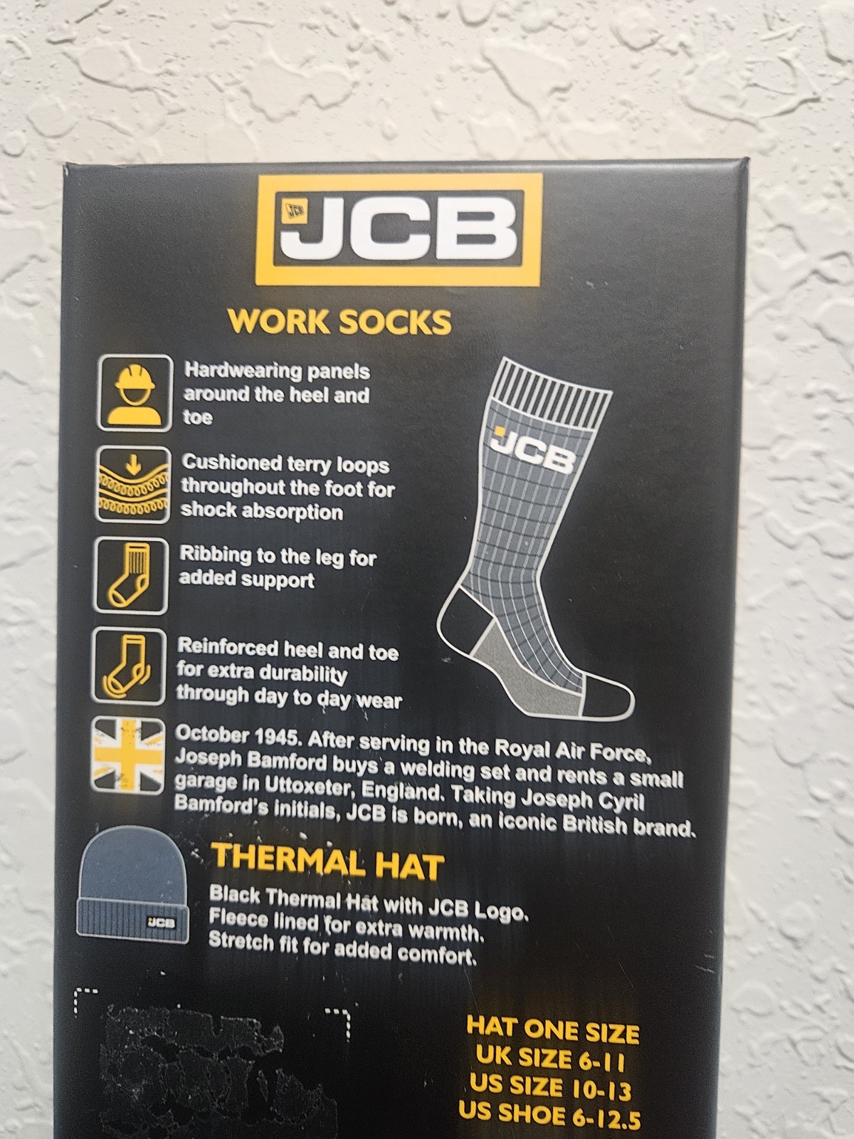 Bundle JCB Work Socks And Thermal Winter Hat Set Box Gift Set