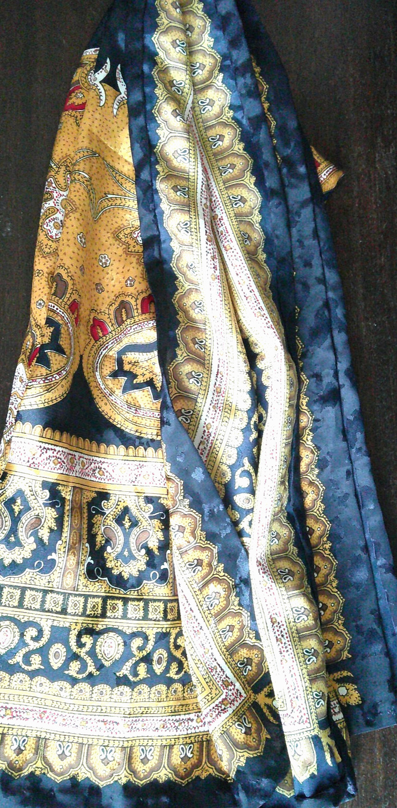 Oriental Design Scarf 35×35 Jacquard Polyester Hand Rolled Hemmed