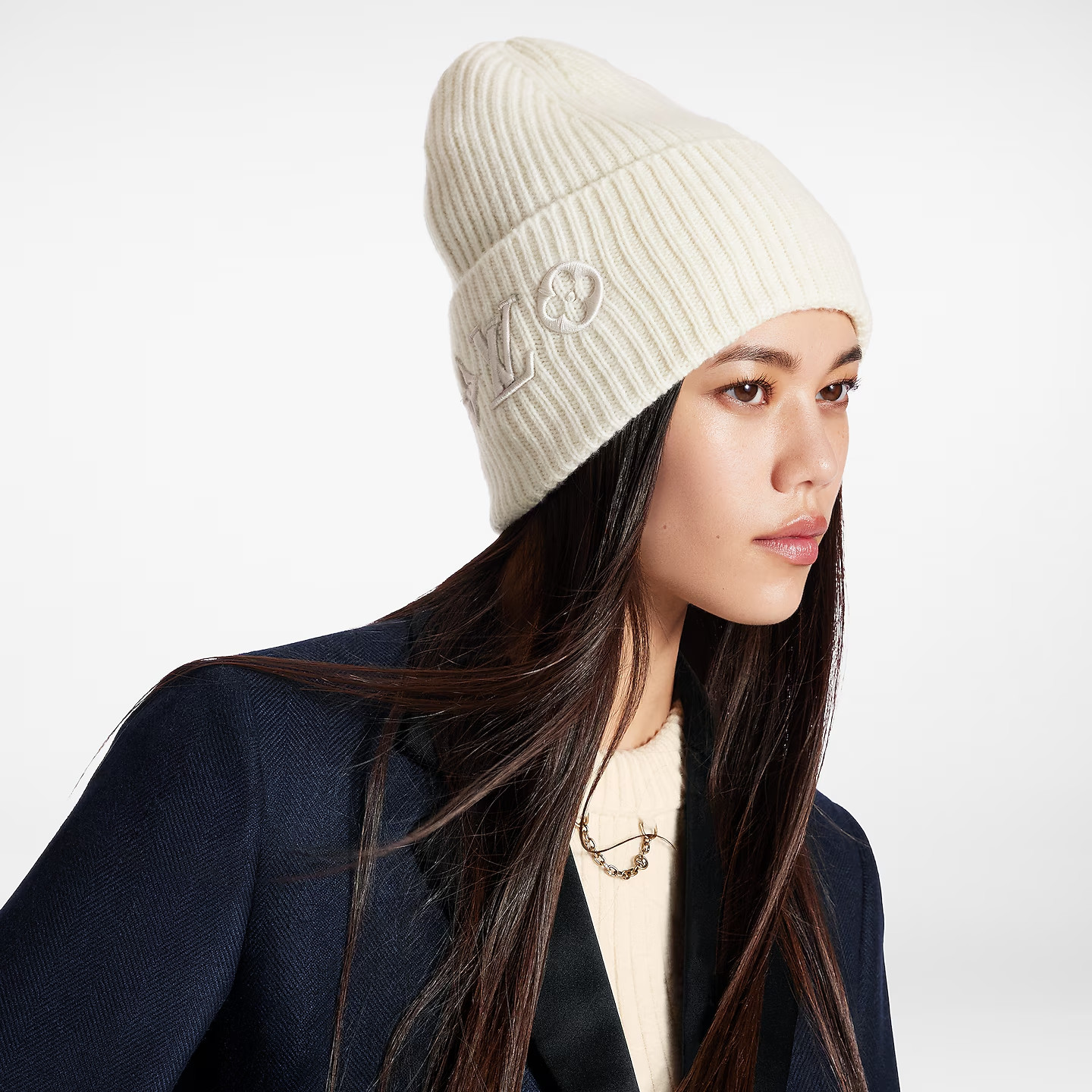 NEW LOUIS VUITTON Beanie LV Headlines M77873 Hat Knit Hat Wool White