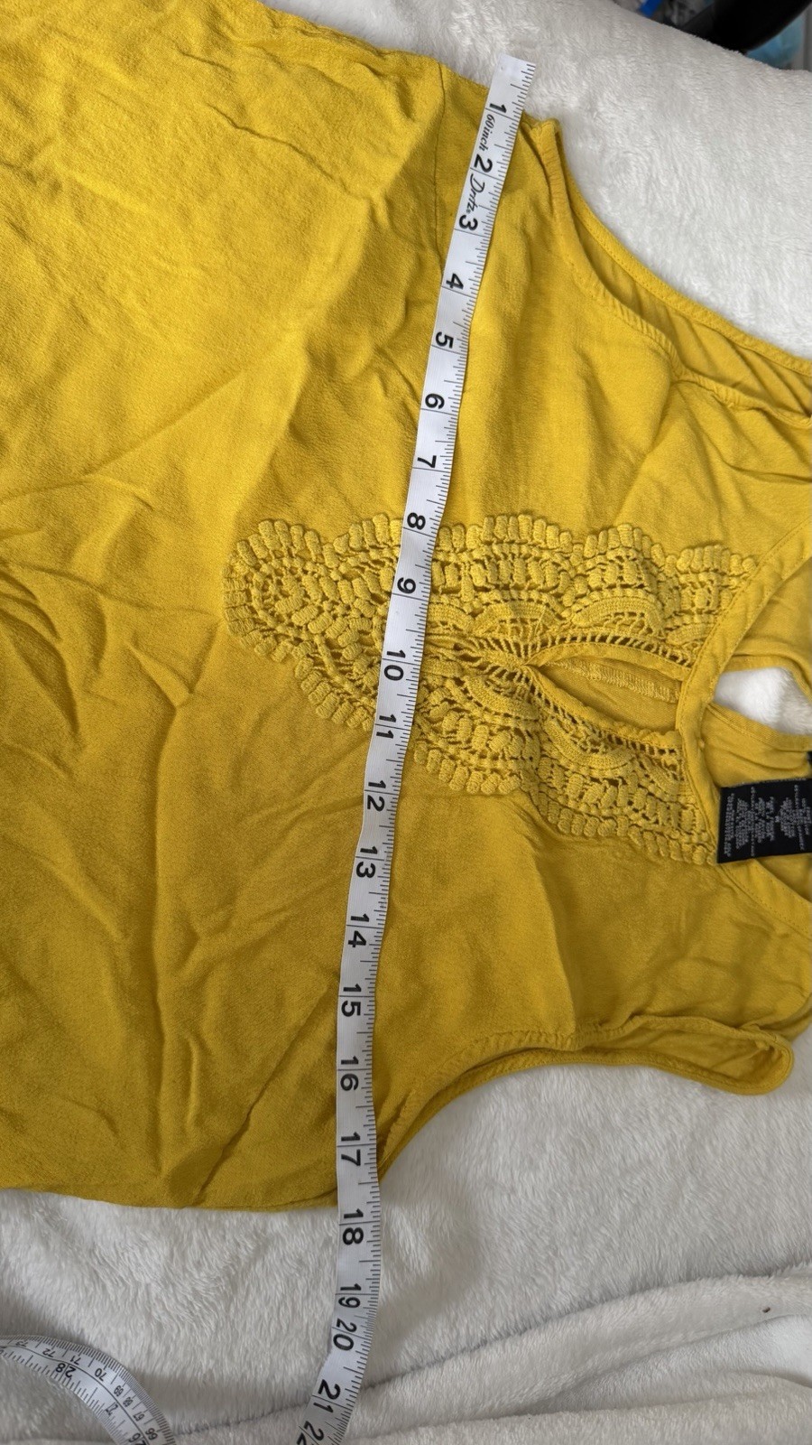 Grace Elements Women’s Mustard Lace Sleeveless Rayon Blouse Top Size M Boho