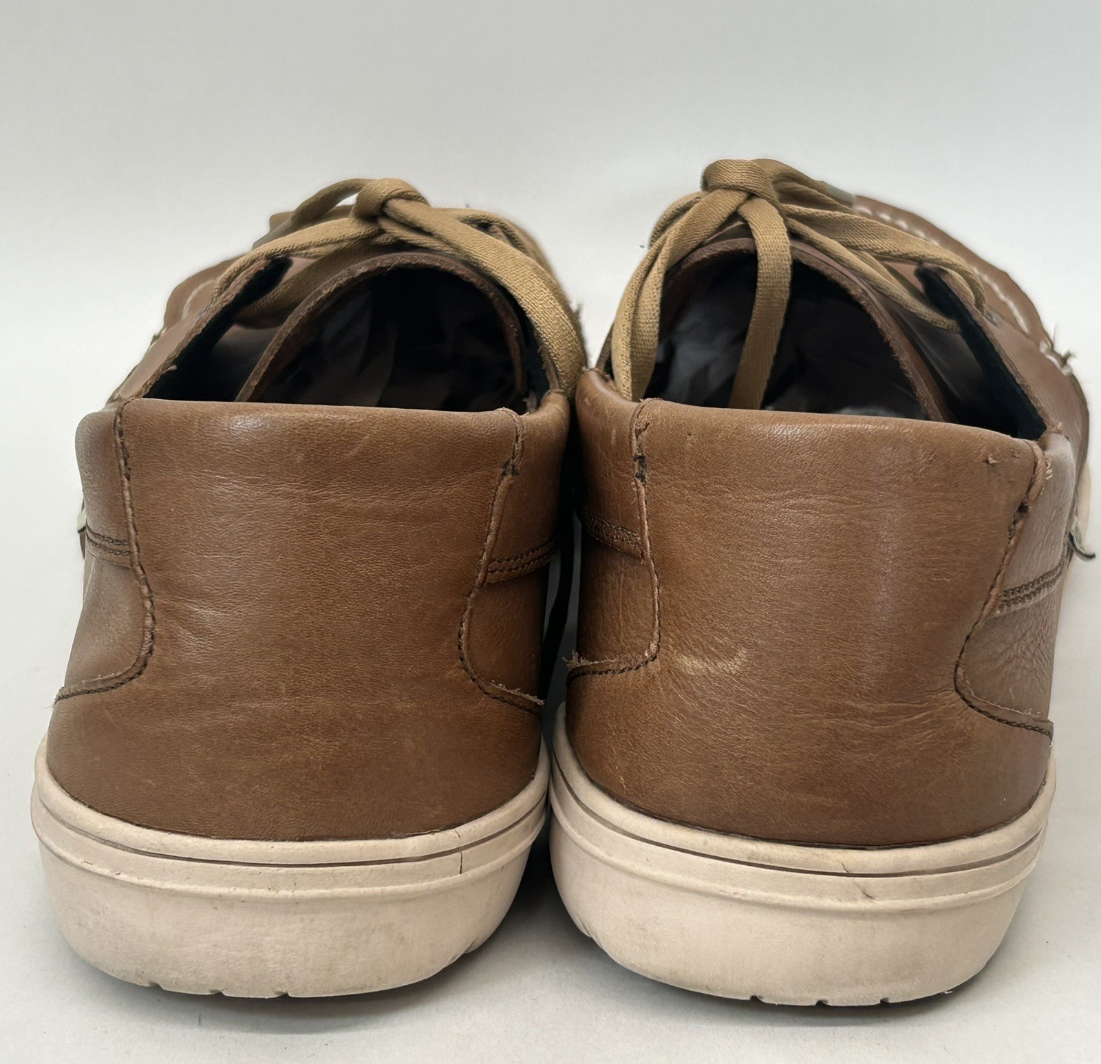 LEMS Men’s Mariner Walnut Brown Leather Zero Drop Boat Shoes EU 48 US 14