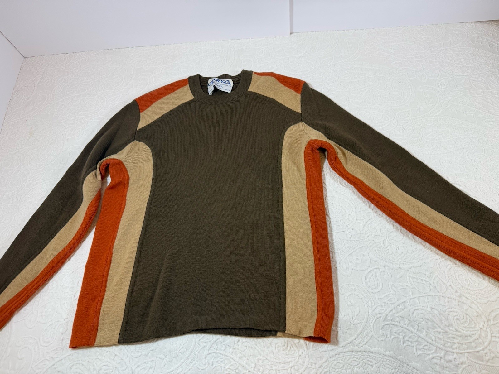 Vintage 60s-70s GERRY Mountaineering Outdoors Brown Wool Knit Jumper Sweater S