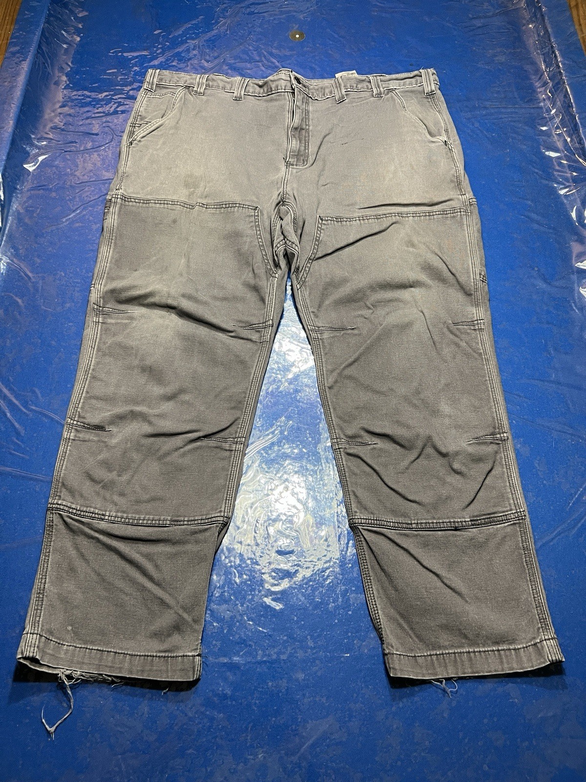 Carhartt Double Knee Pants Mens 44×30 Faded Gray Baggy Grunge Distressed 102802