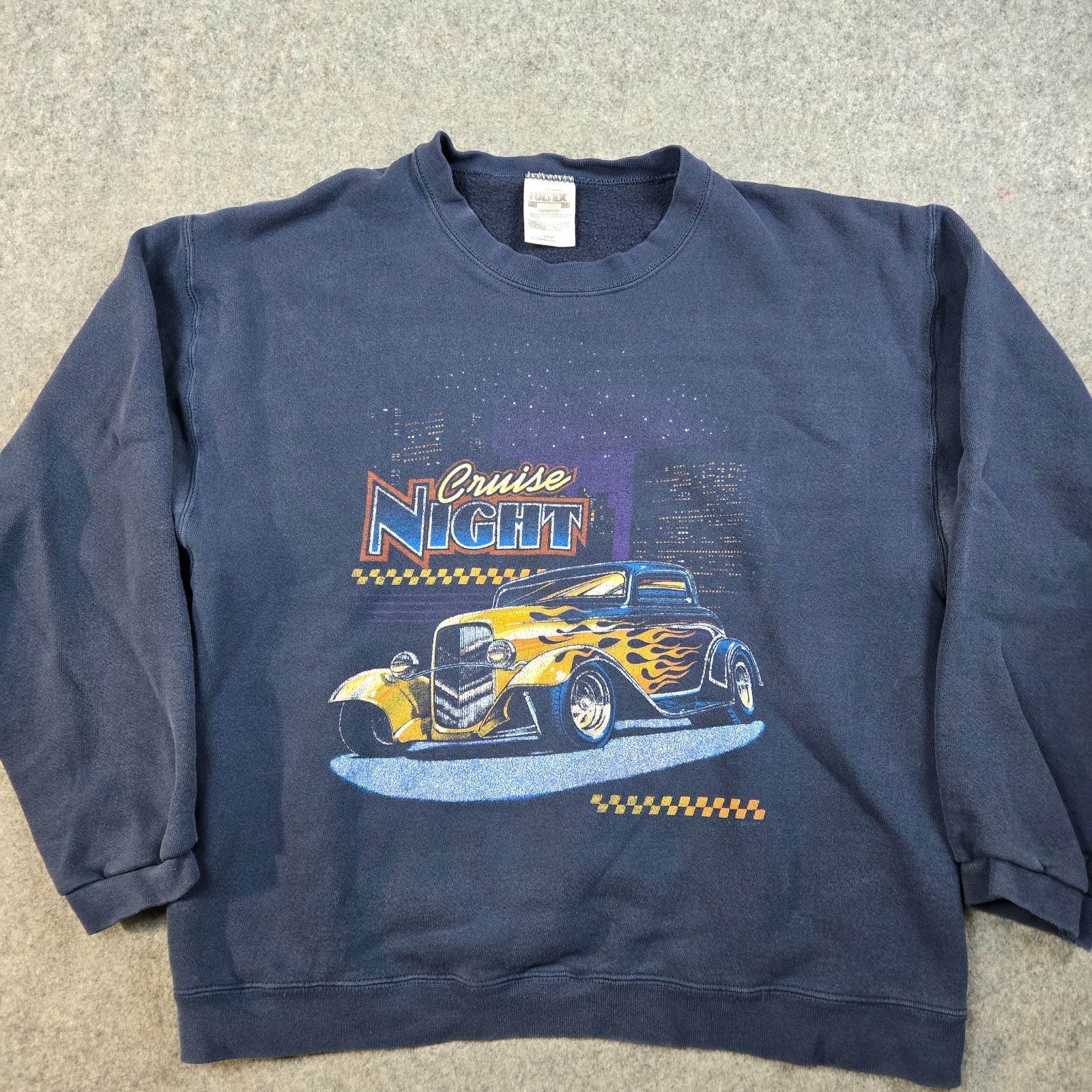 Vintage Hot Rod Sweatshirt Mens Large Classic Cars Graphic Honors USA 90s Flames