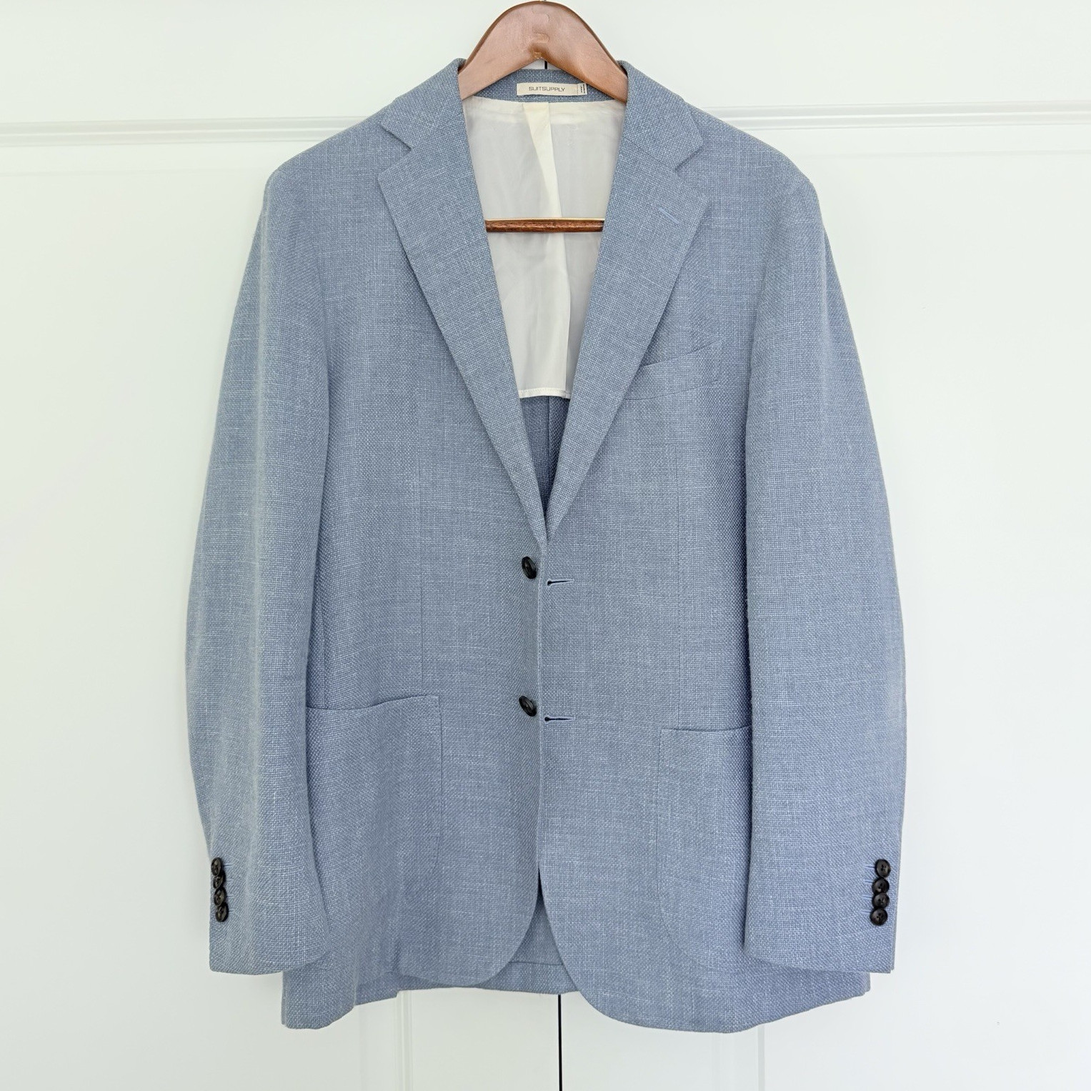 SuitSupply Havana Patch Sport Coat 42R Blue w/ E.Thomas Fabric Work