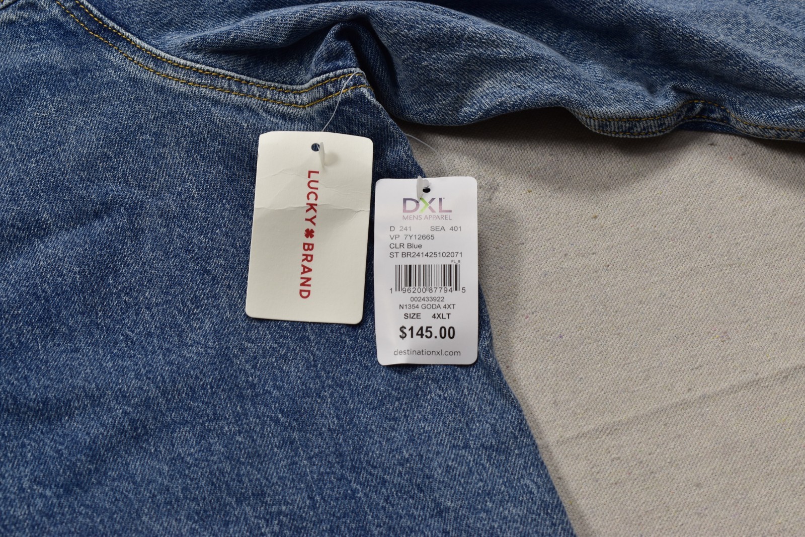 Lucky Brand Men’s Trucker Denim Button Jacket Cotton Blend Blue Size 4XLT NEW