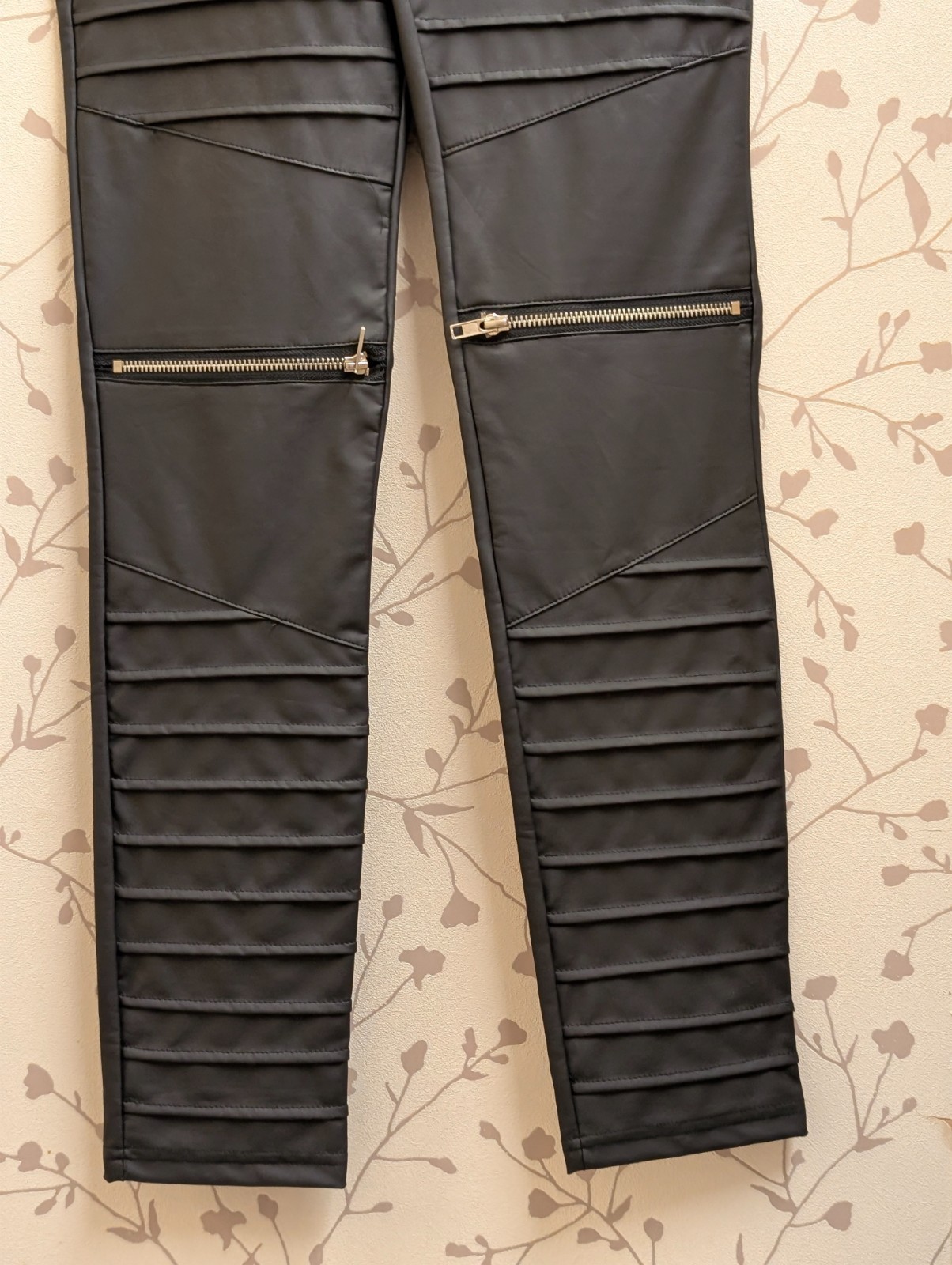 Killstar Pvc Faux Leather Biker Zip Leggings Trousers XS 26″