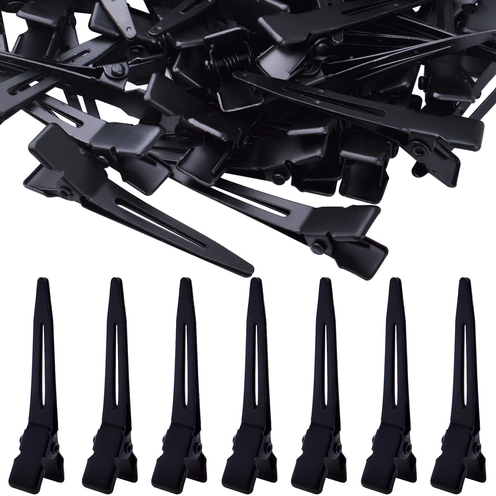 100 PCS 4.5×0.8 cm Black Single Prong Metal Alligator Curl Hair Styling Clips