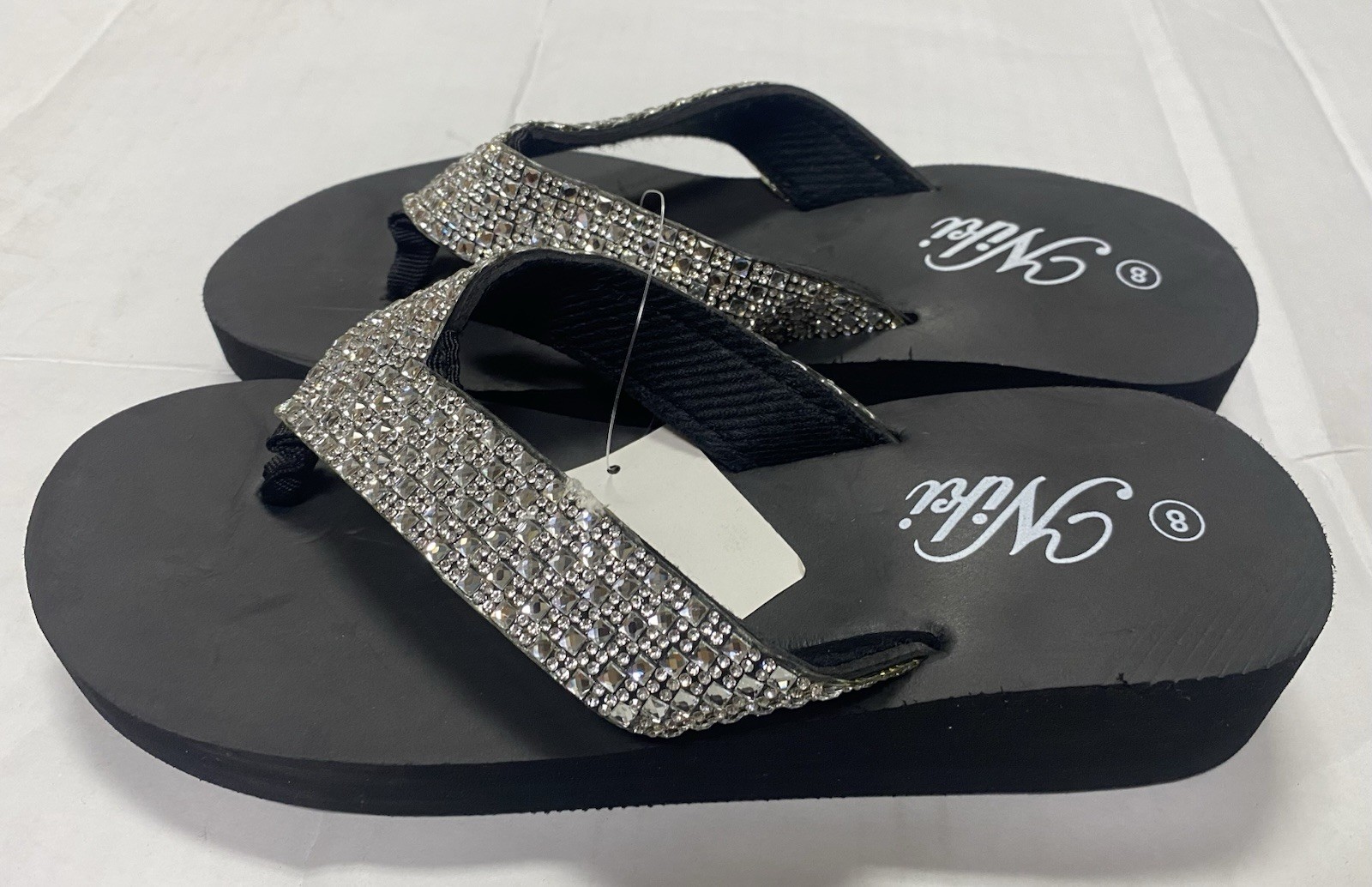 Niki Sparkle Strap 1 1/2” Heel Women’s 5/6 7 8 9 10 11 Flip Flops Sandals Surf