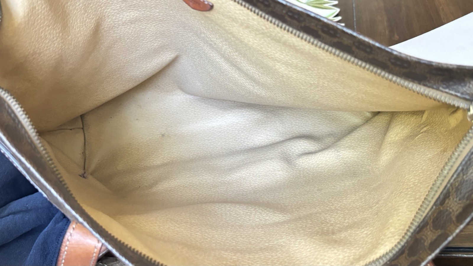 Authentic Celine Vintage Macadam Tote Brown Monogram Canvas Leather Italy Bag