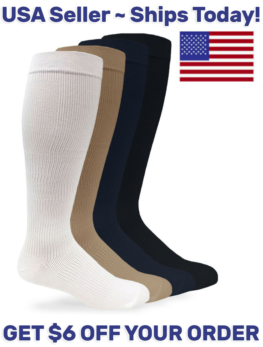 Jefferies Socks Mens Graduated Compression 20-30 mmHg Over the Calf Socks 1 Pack