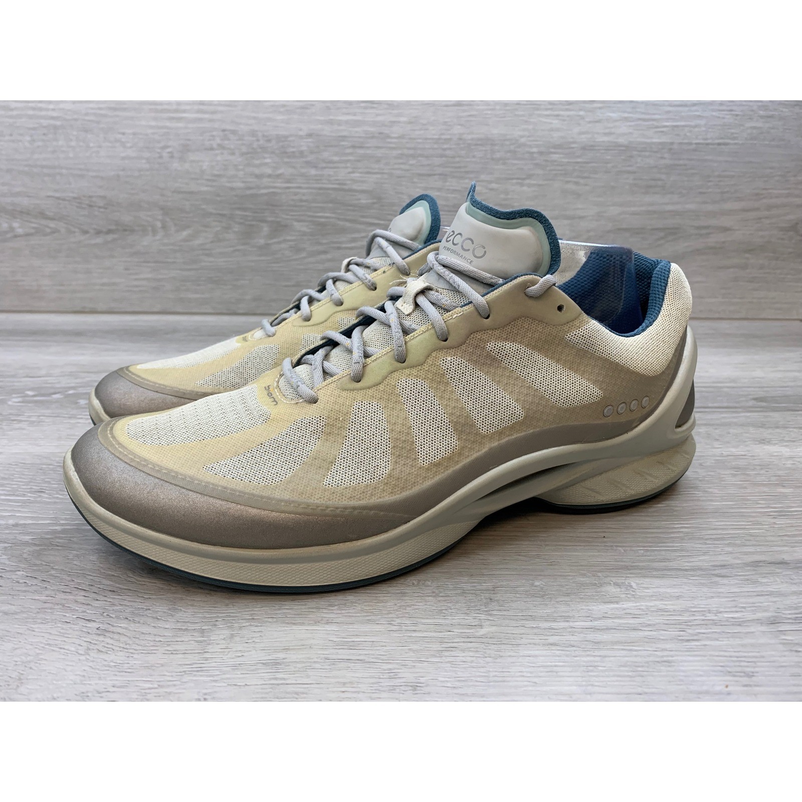 ECCO Performance Biom Men’s Sneakers Gray Teal 9 Mesh Athletic Walking Shoes