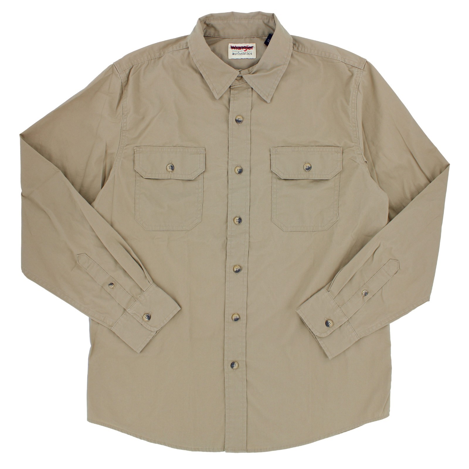 Wrangler Authentics Collared Shirt, Men’s 2 Pocket Long Sleeve Button Up Shirt