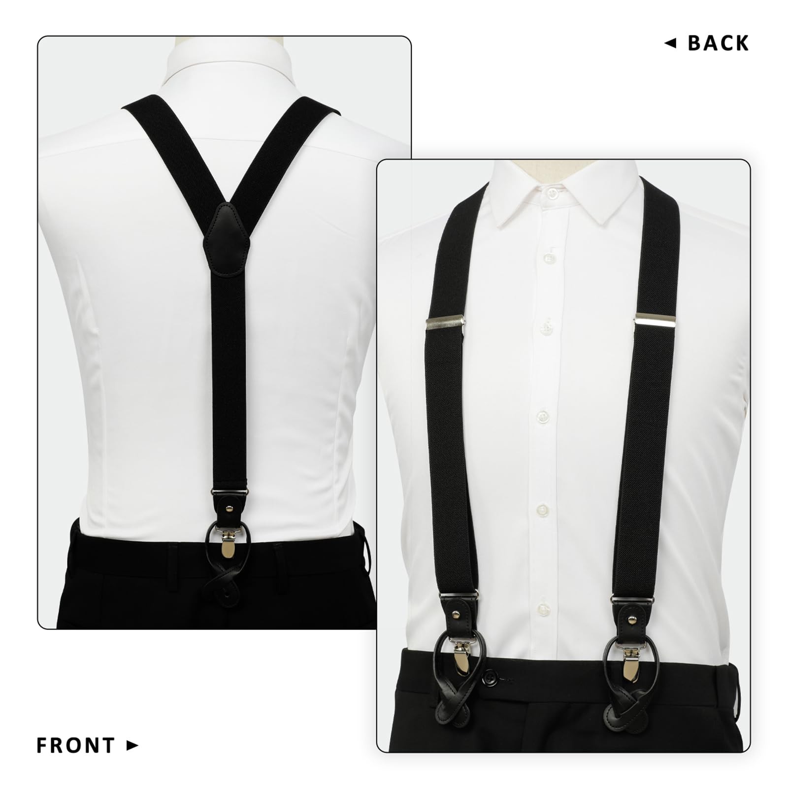 Men Suspenders Adjustable,1.4 Inch Wide Heavy Duty Y-Back Elastic Tuxedo Elas…