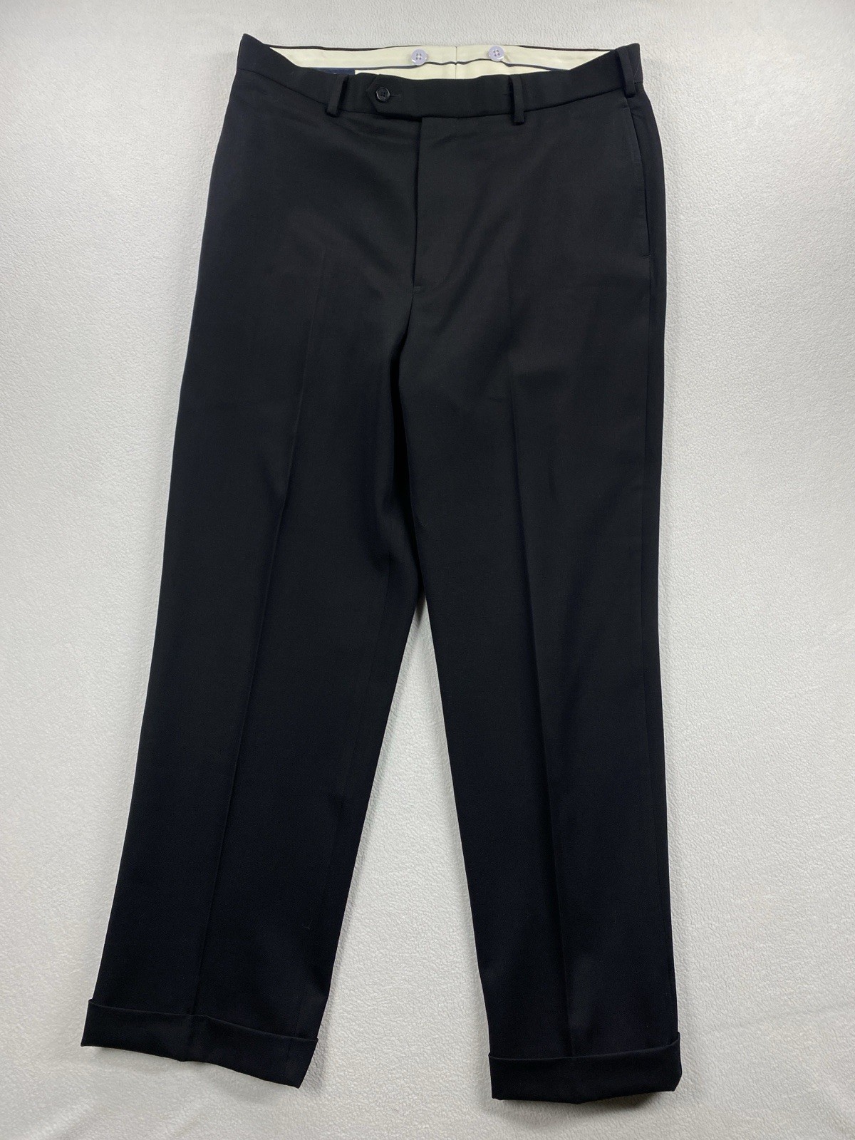 Brooks Brothers Madison Wool Pants Men 35×34 Black Cuffed Preppy Trousers