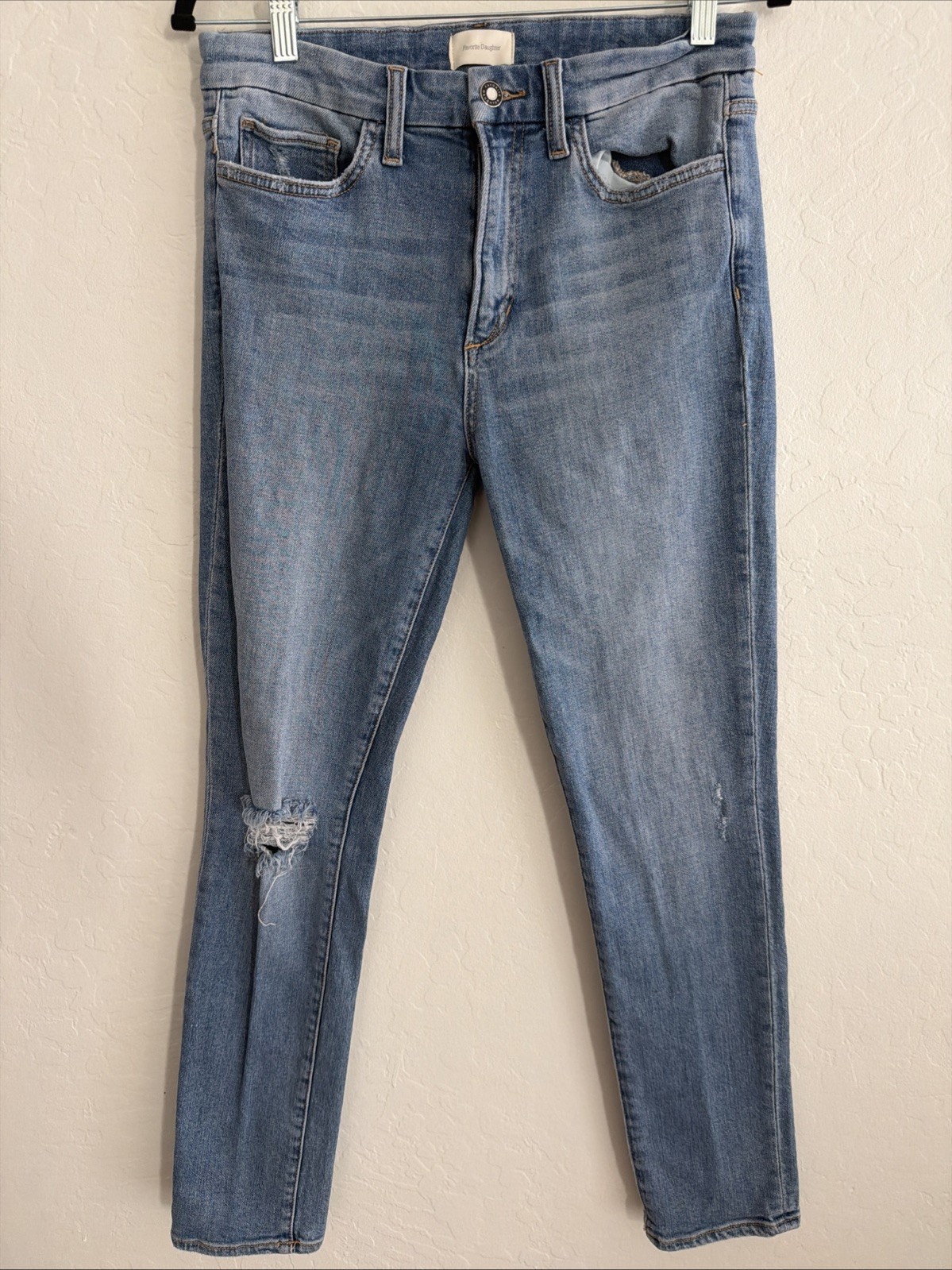 Favorite Daughter The Sara 28 X 28 Light Wash Super High Rise Skinny Jeans Blue