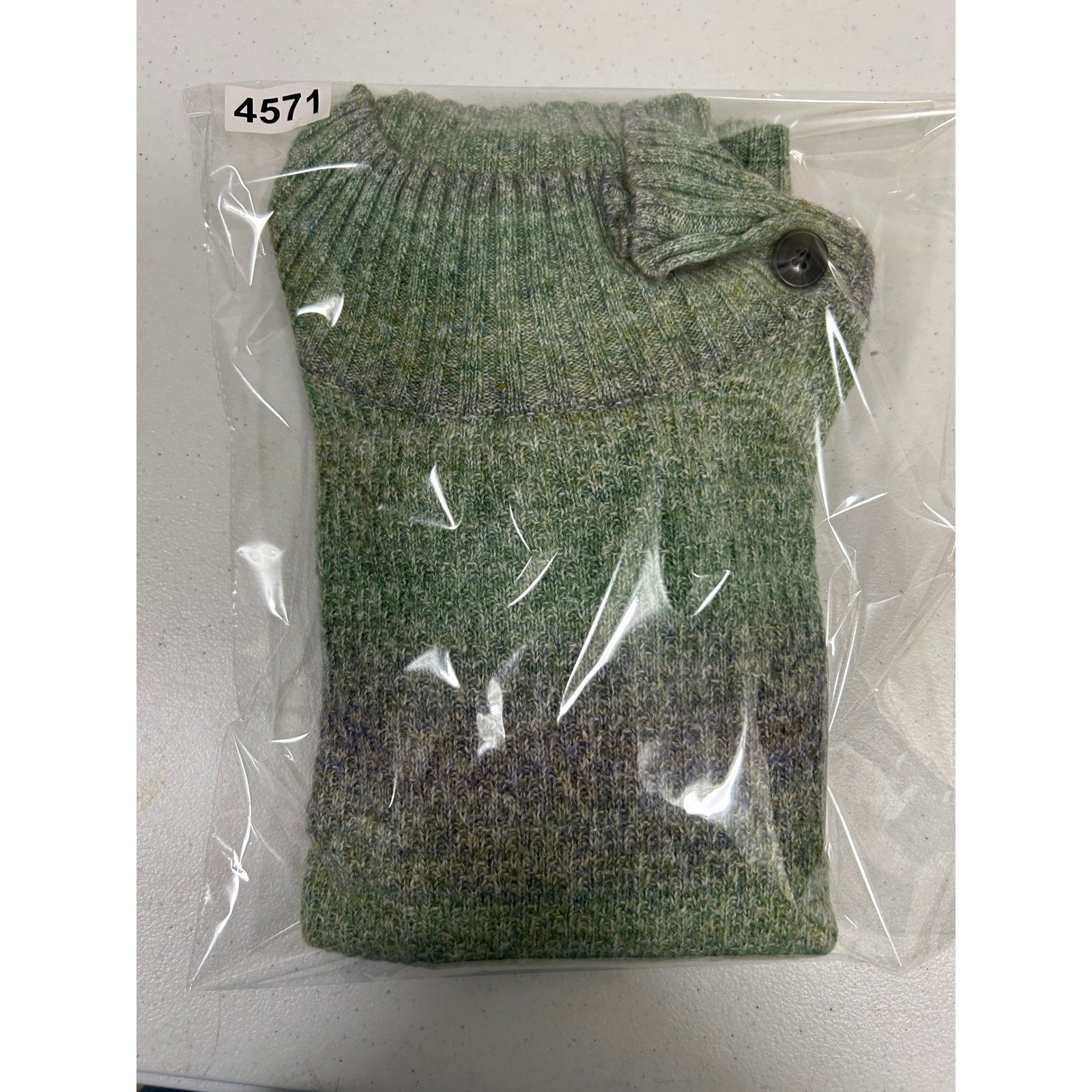 Talbots Womens Small Green Purple Ombre Space Dye Mock Neck Shoulder Sweater
