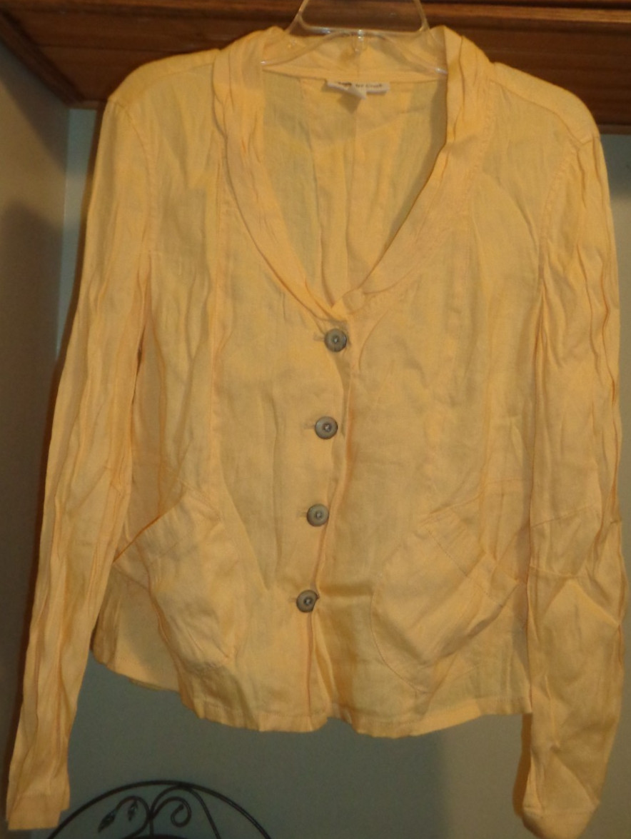COLDWATER CREEK YELLOW SHAWL COLLAR LINEN “BYE” BLAZER JACKET NWT $99 SZ 10