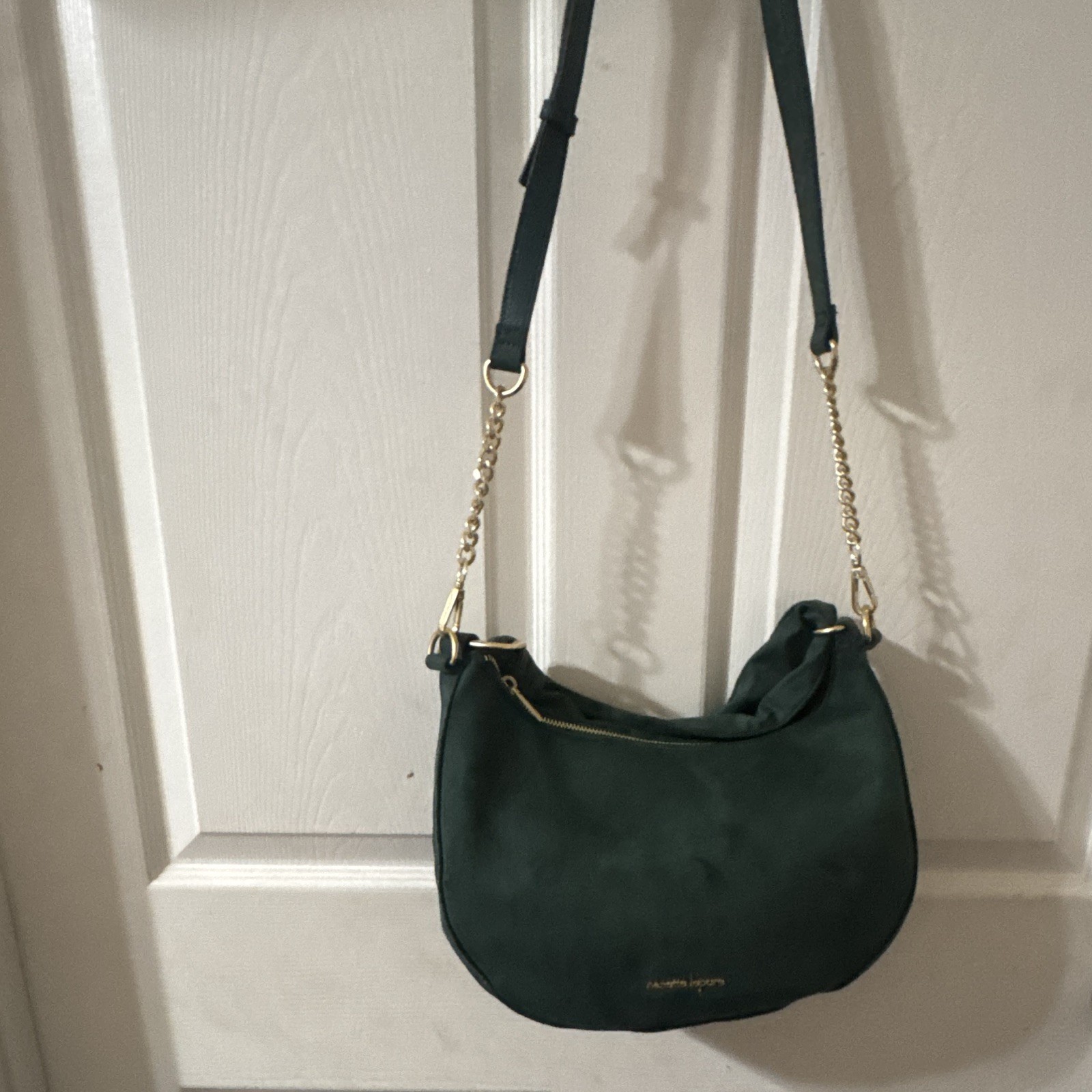 Nanette Lepore Green Medium Crescent Shoulder Bag Zip Gold Chain Strap