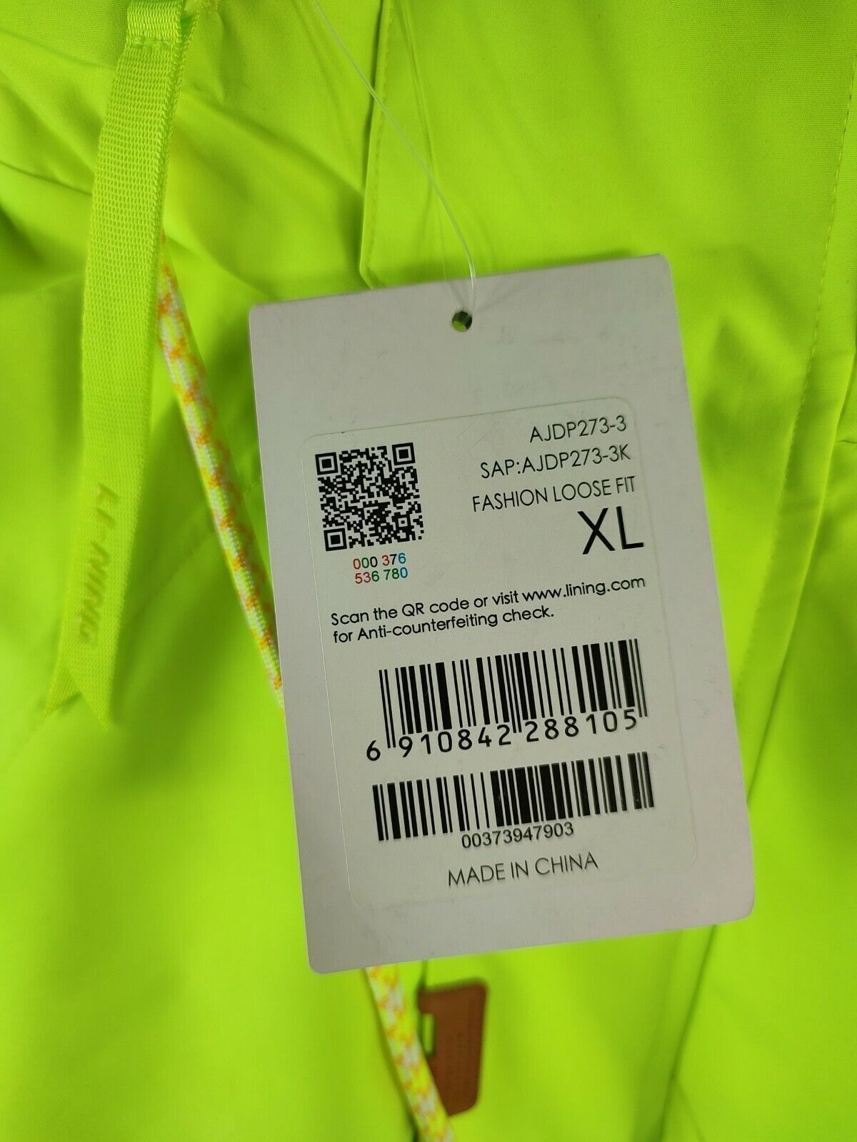 LI-NING WIND PROOF NEON MULTI POCKET HOODED COAT JACKET SIZE XL RRP £175 B9
