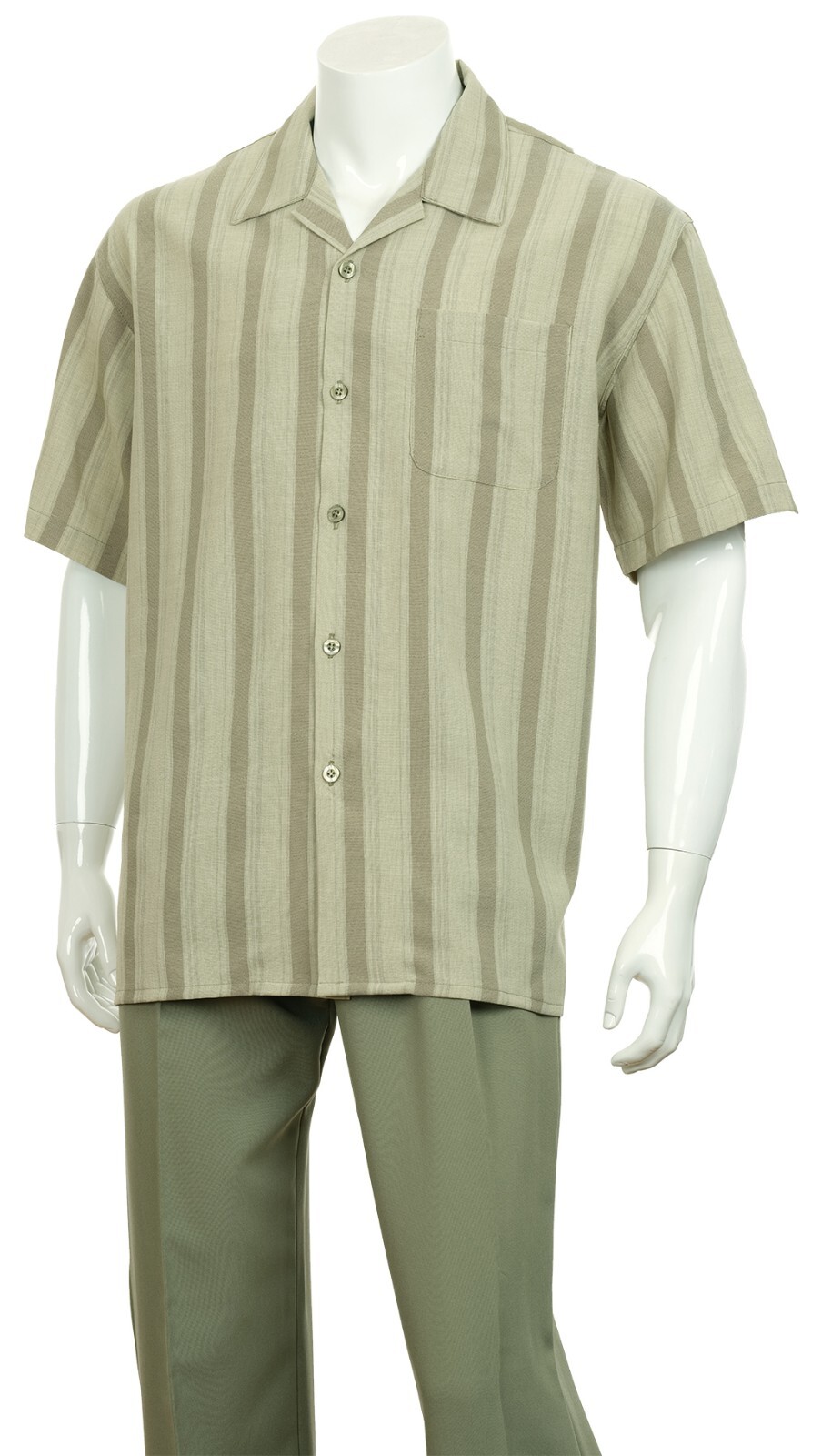 Men’s Short Sleeve Walking Suits 2 Piece Set Strip Design By Fortino Landi M2974