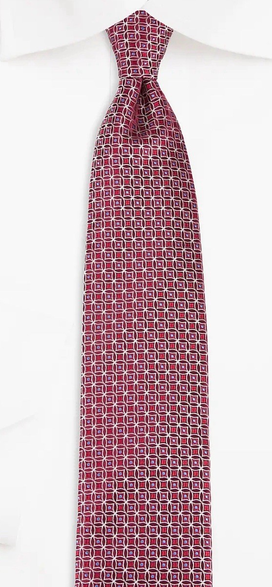Eton Red Geometric Pattern Neck Tie Brand New 100% Silk Made In Italy New NWT