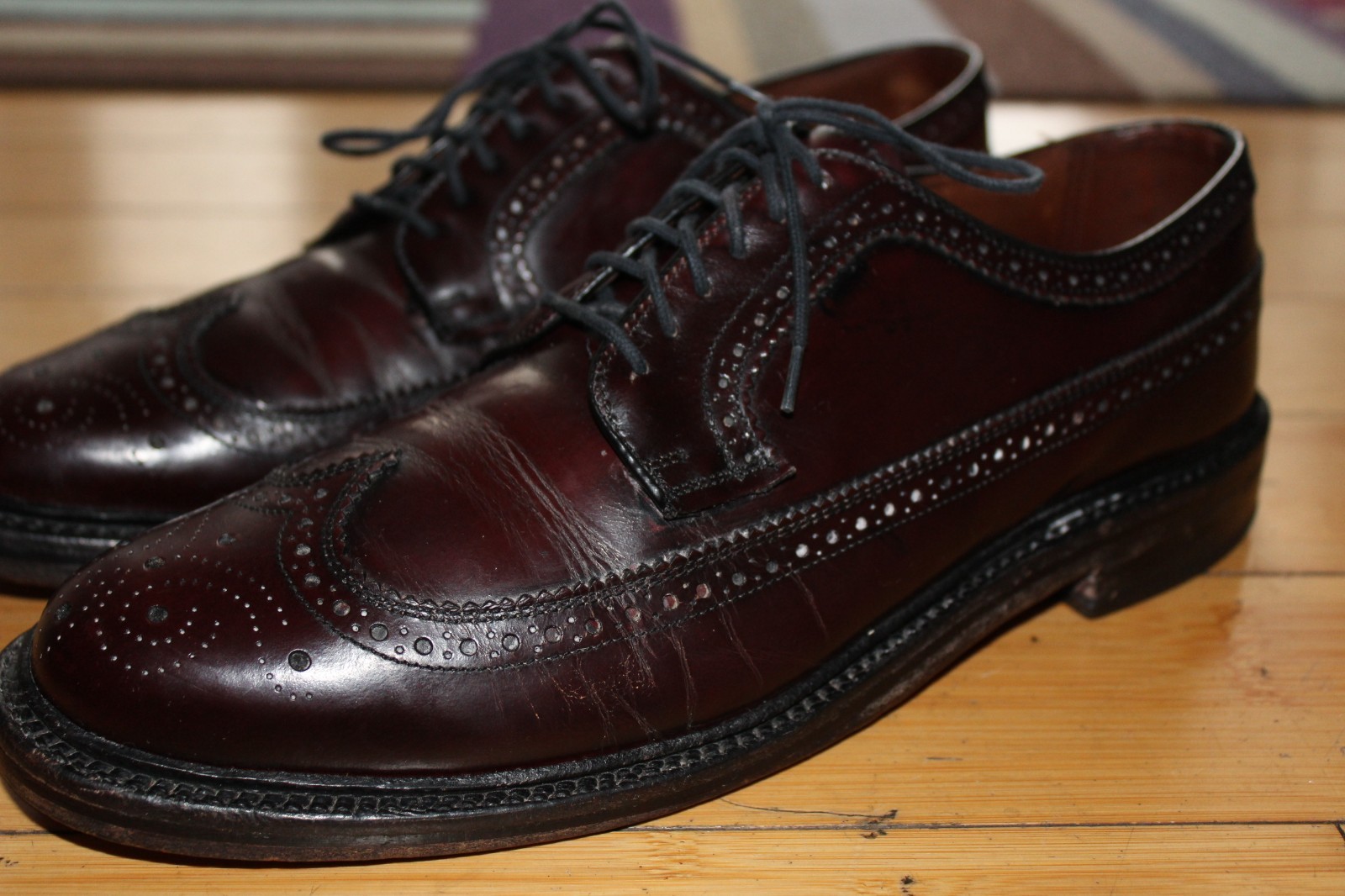 Vtg Bostonian Crown Windsor 9.5 D Leather Wingtip Oxford Dress Shoes Land Laster
