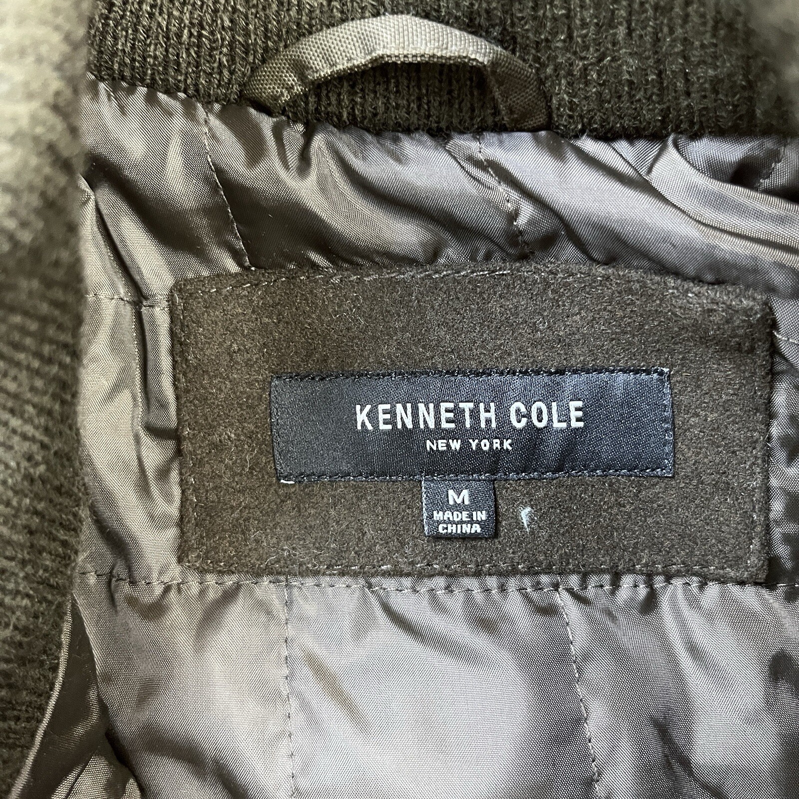 Kenneth Cole Men’s Double Breasted Wool Blend Peacoat Olive Medium NEW
