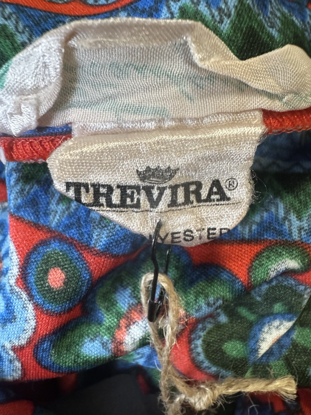 Trevira Polyester Vintage Button Retro 1970s Hippie Size 44-Small