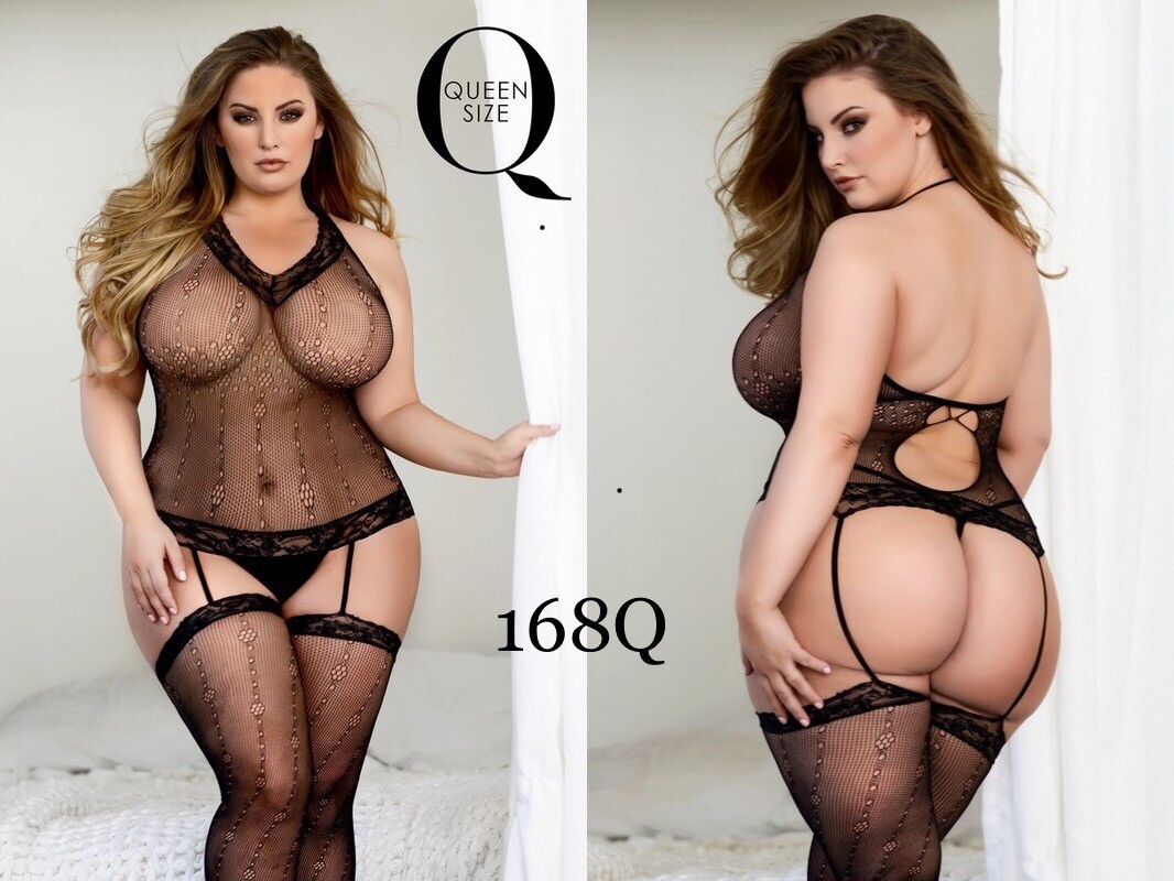 Bodysuit Body Stocking Queen Plus Size Lingerie Mesh Fishnet Garter Sexy Stretch