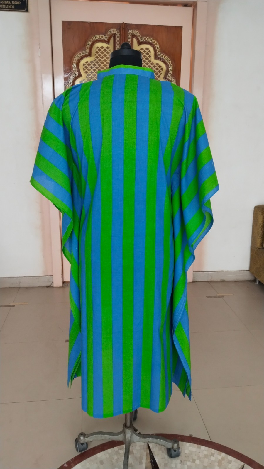 Green Striped Print Caftan For to be Moms Beach Cover Up Maxi Summer Long Kaftan