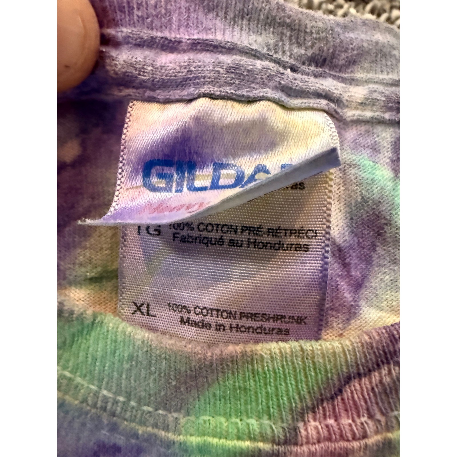 Gildan Tie Dye T Shirt XL Pink Green Purple Spiral Psychedelic Cotton Tee