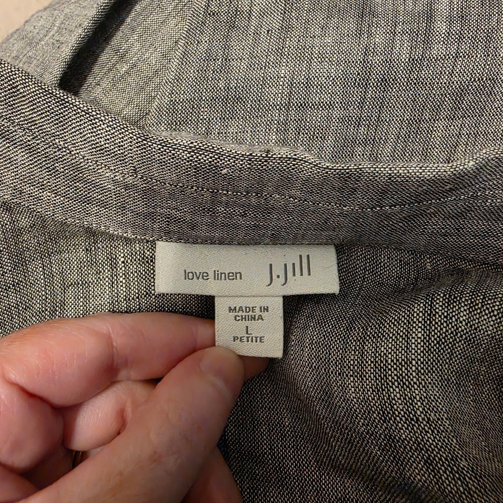 J. Jill Love Linen Gray Button Down Blouse Sz L Petite NWOT