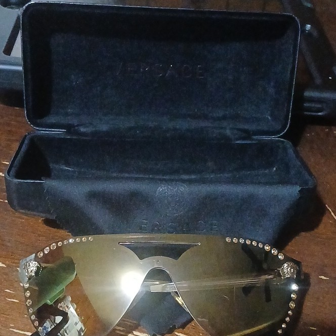 Versace MOD. 2161-B Gold Rimless Shield Sunglasses Metal Frame 140mm