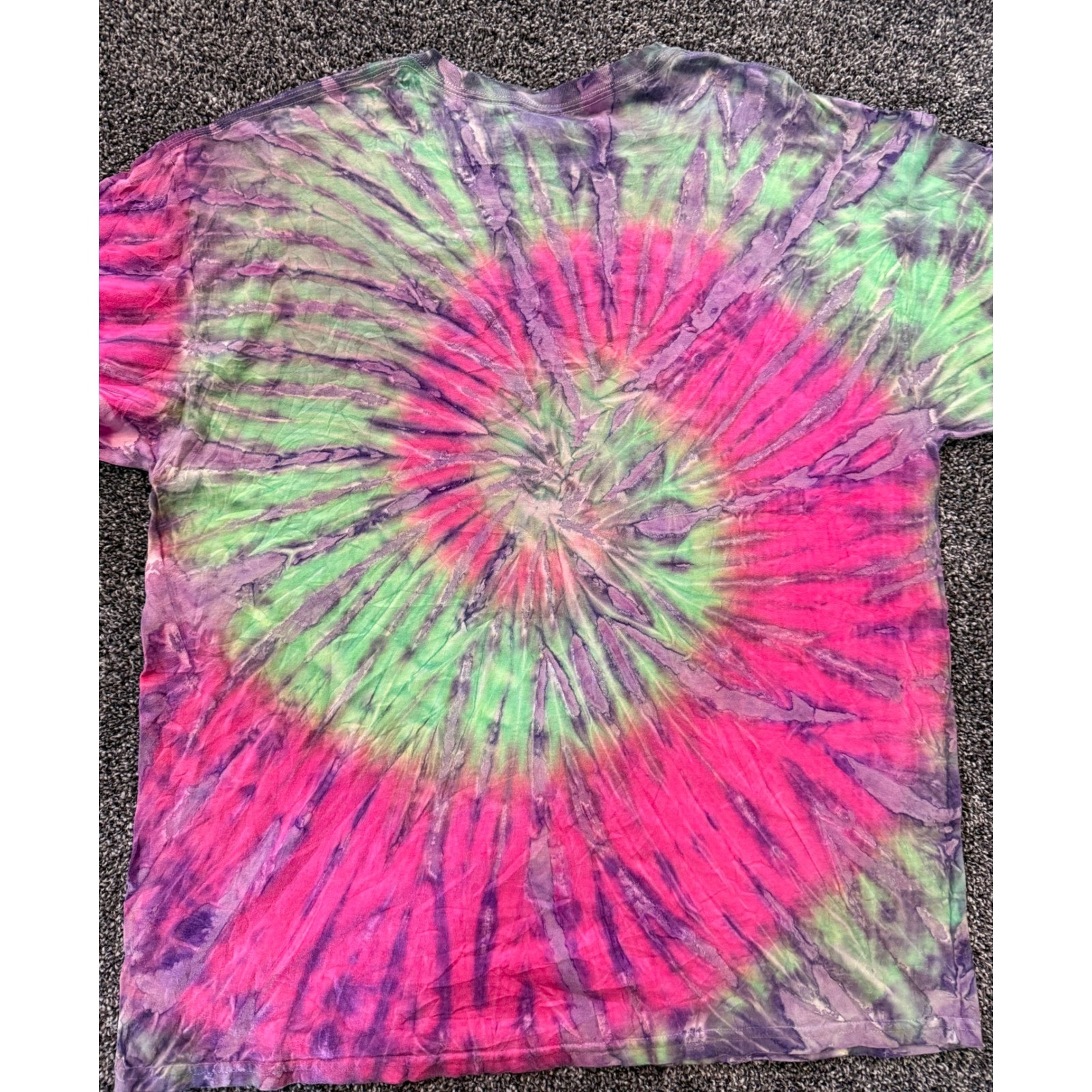 Gildan Tie Dye T Shirt XL Pink Green Purple Spiral Psychedelic Cotton Tee