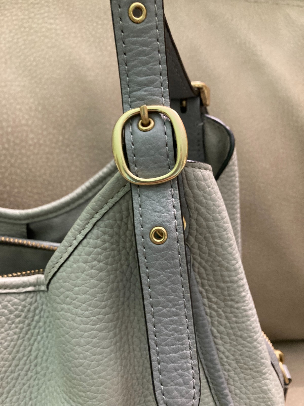 COACH ” LORI” CARRYALL STYLE SHOULDER BAG IN PALE GRAY PEBBLED LEATHER_NO. C6627