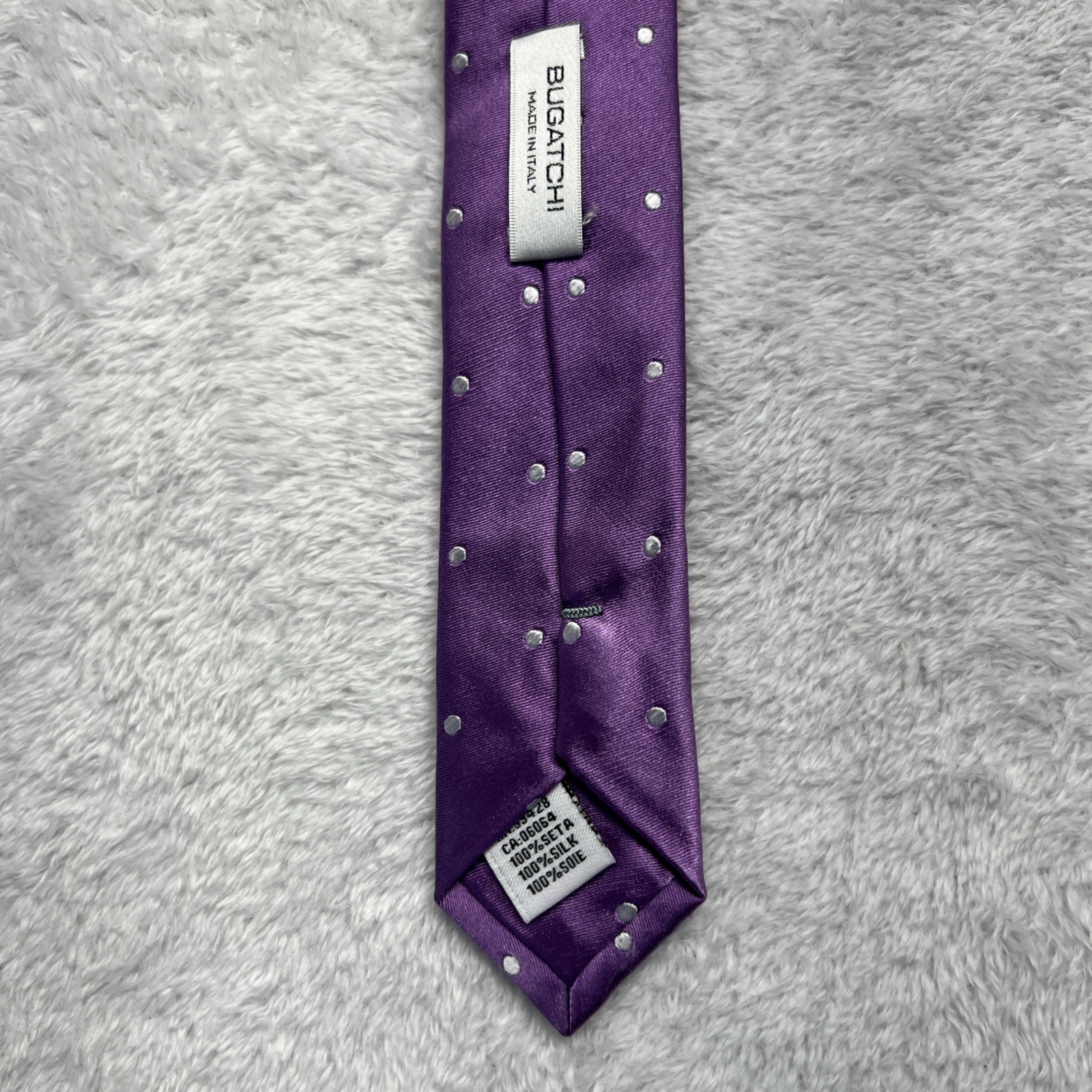 Bugatchi Lavendar Silver Stripe Mens Necktie 3.25×59” 100% Silk Made In Italy