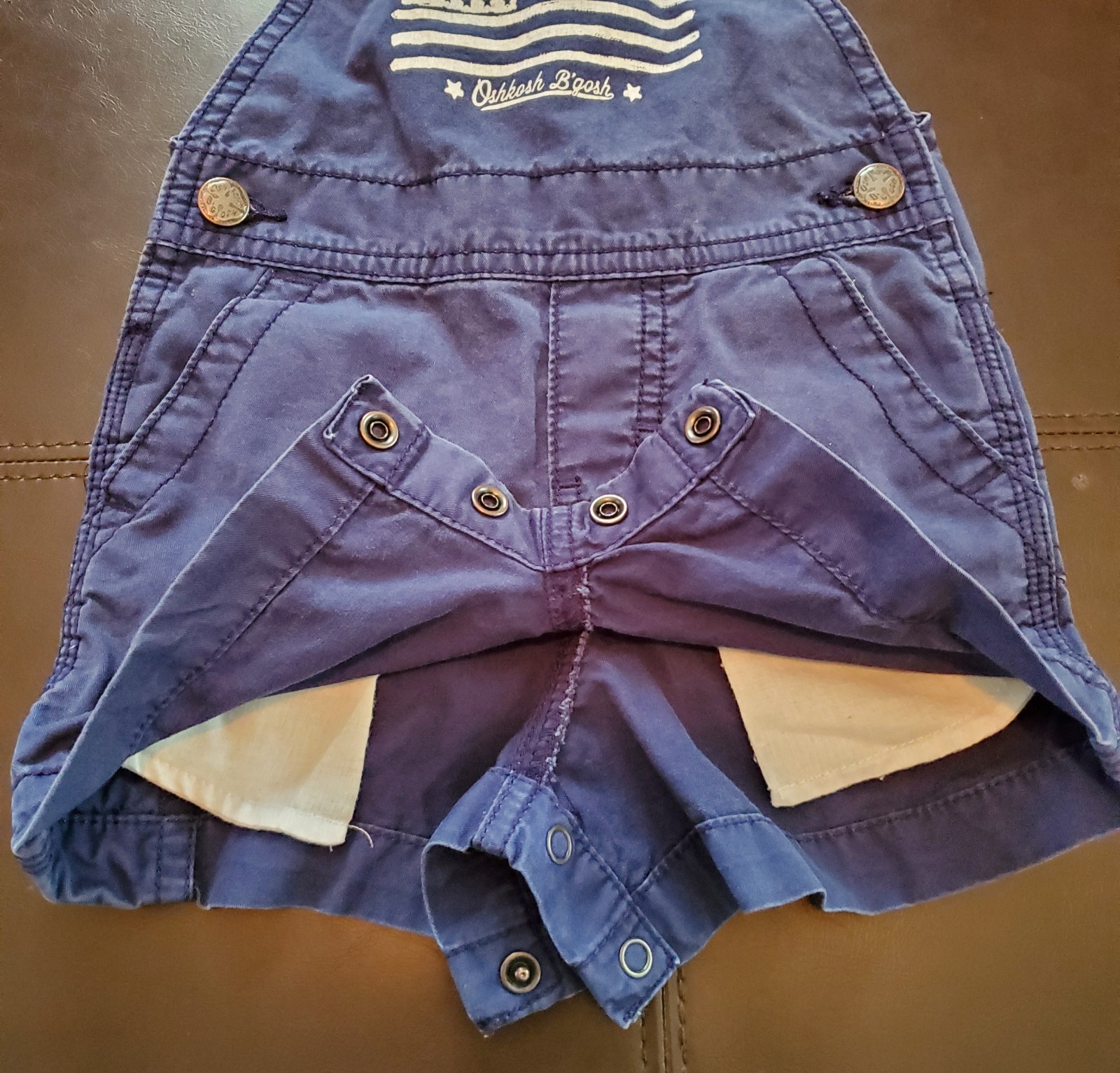 Oshkosh B’gosh Baby Overalls Shortalls 6-9M Blue US American Flag 6-9 Months