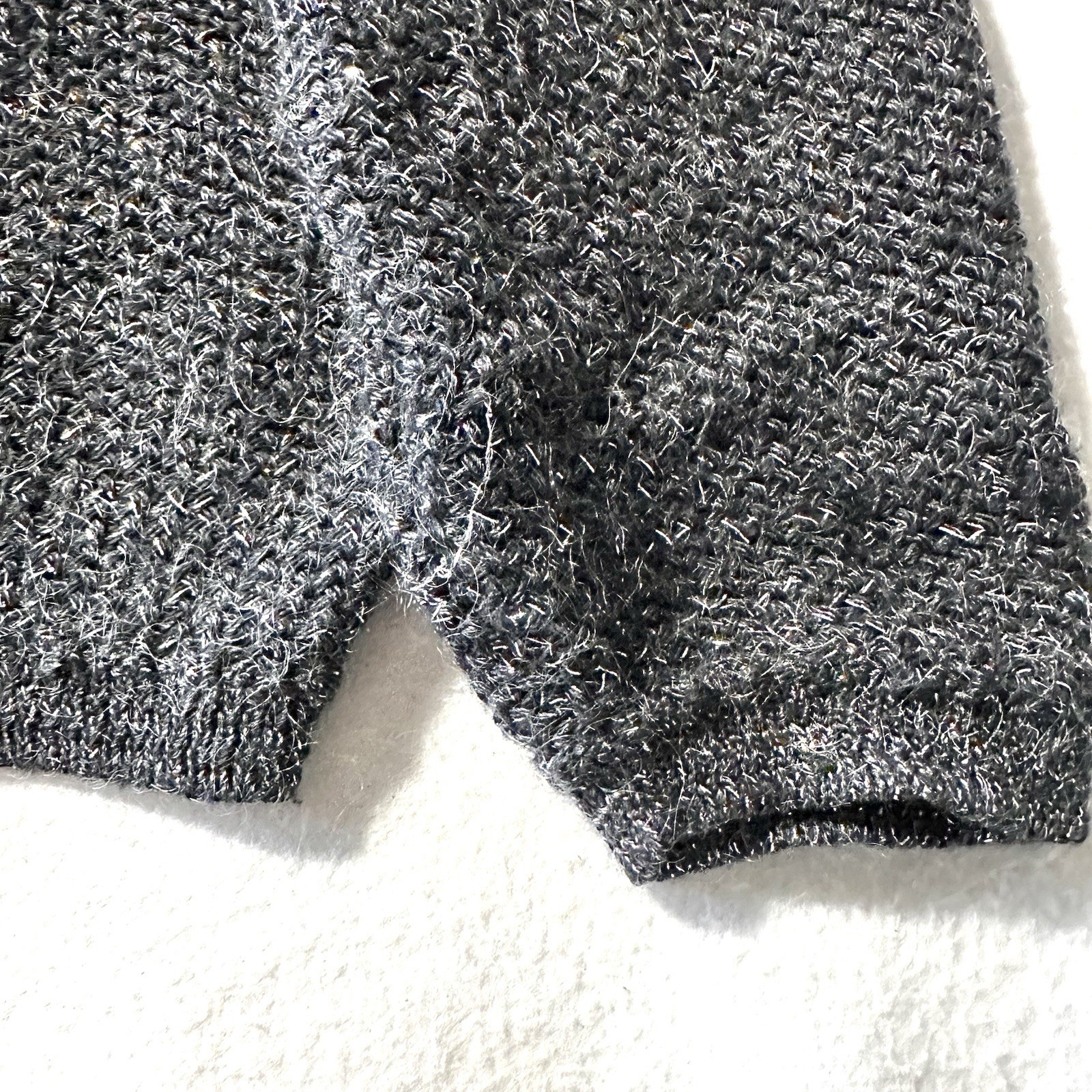 Diane Von Furstenberg 1X Sweater Metallic Mohair Crowl Black Silver Vintage