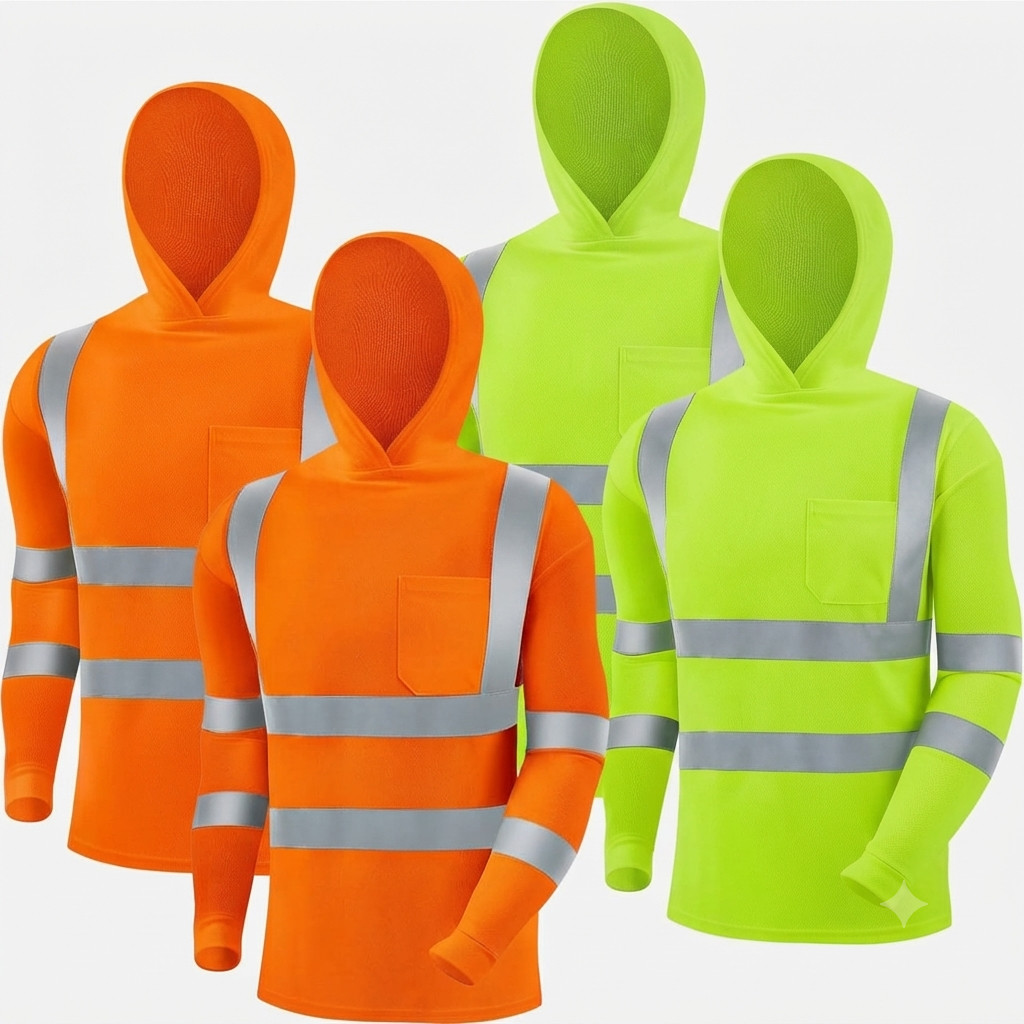 4 pack Hiv long sleeve Safety shirt hooded with reflective tape dry fit