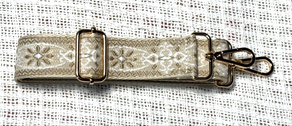 Divina Firenze Ivory Italian Leather Flap Bagette w/Substitute Embroidered Strap