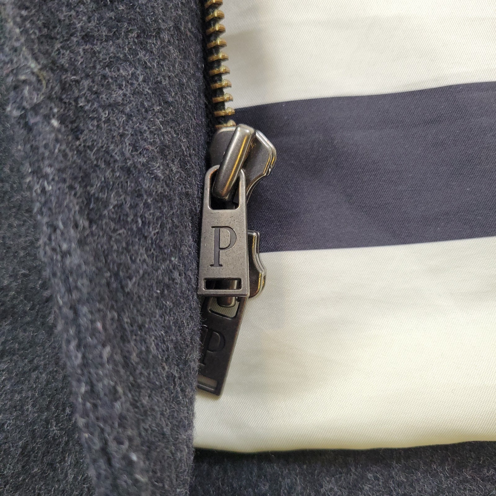 Pendleton Wool Cascade Campbell Peacoat Womens Large Gray Glacier Striped Lining