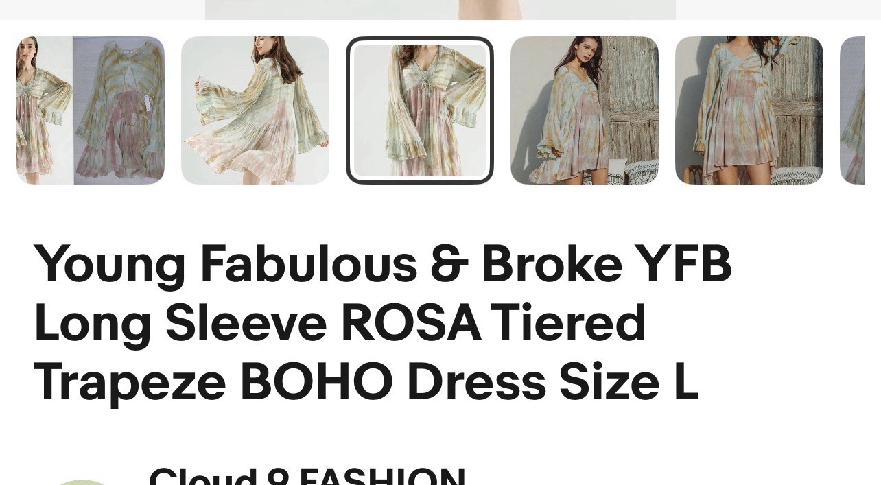Young Fabulous & Broke Tie Dye Chiffon V-Neck Bell Sleeve Trapeze Dress S